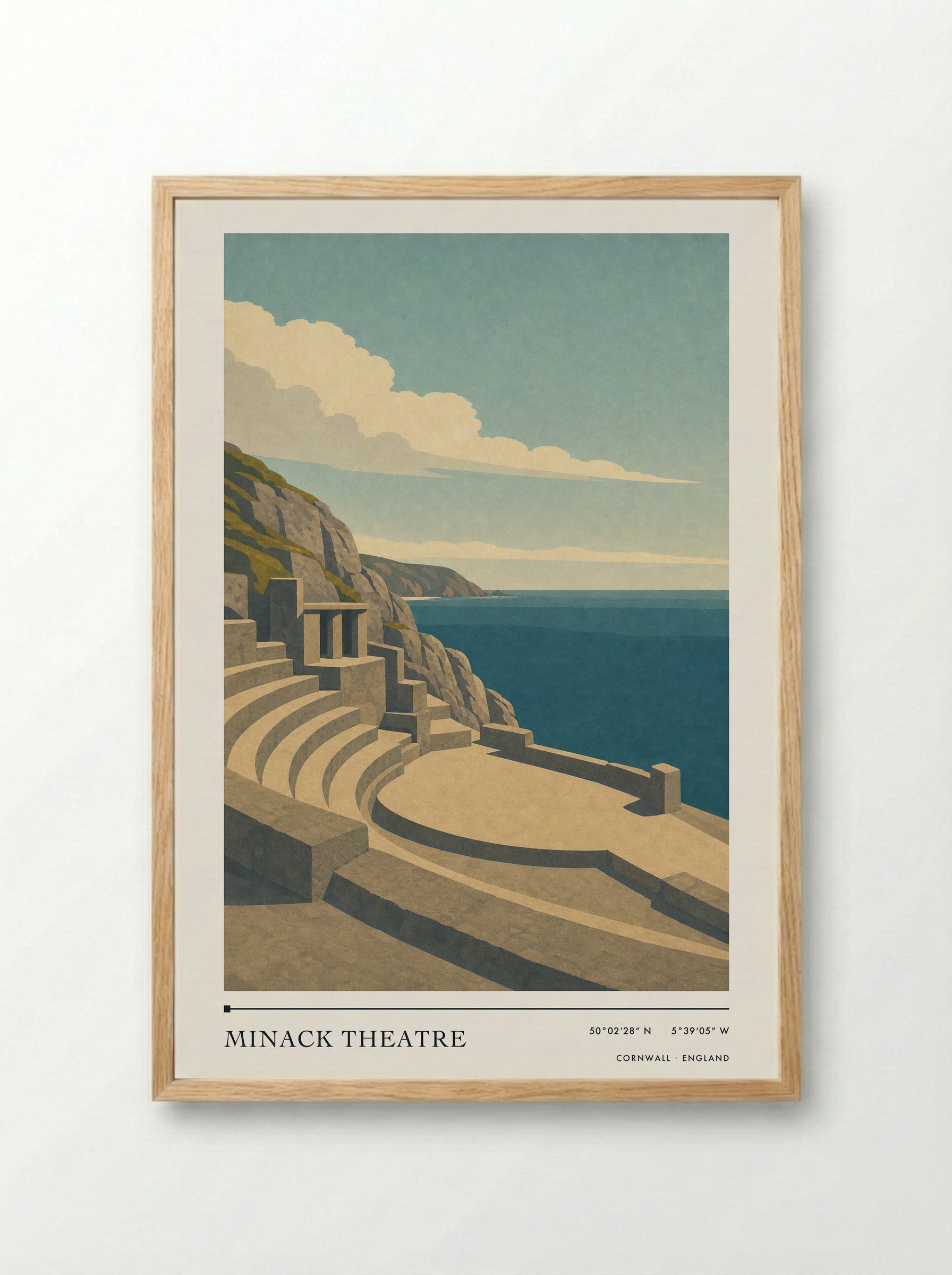 Minack Theatre Travel Poster Artwork - Framed Print Wood