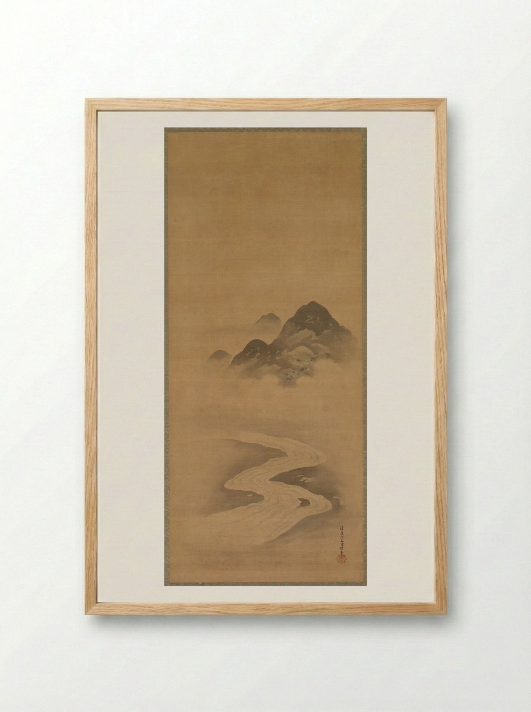 Minamoto no Nakakuni Visits Lady Kogō - Kiyohara Yukinobu - Framed Print Wood