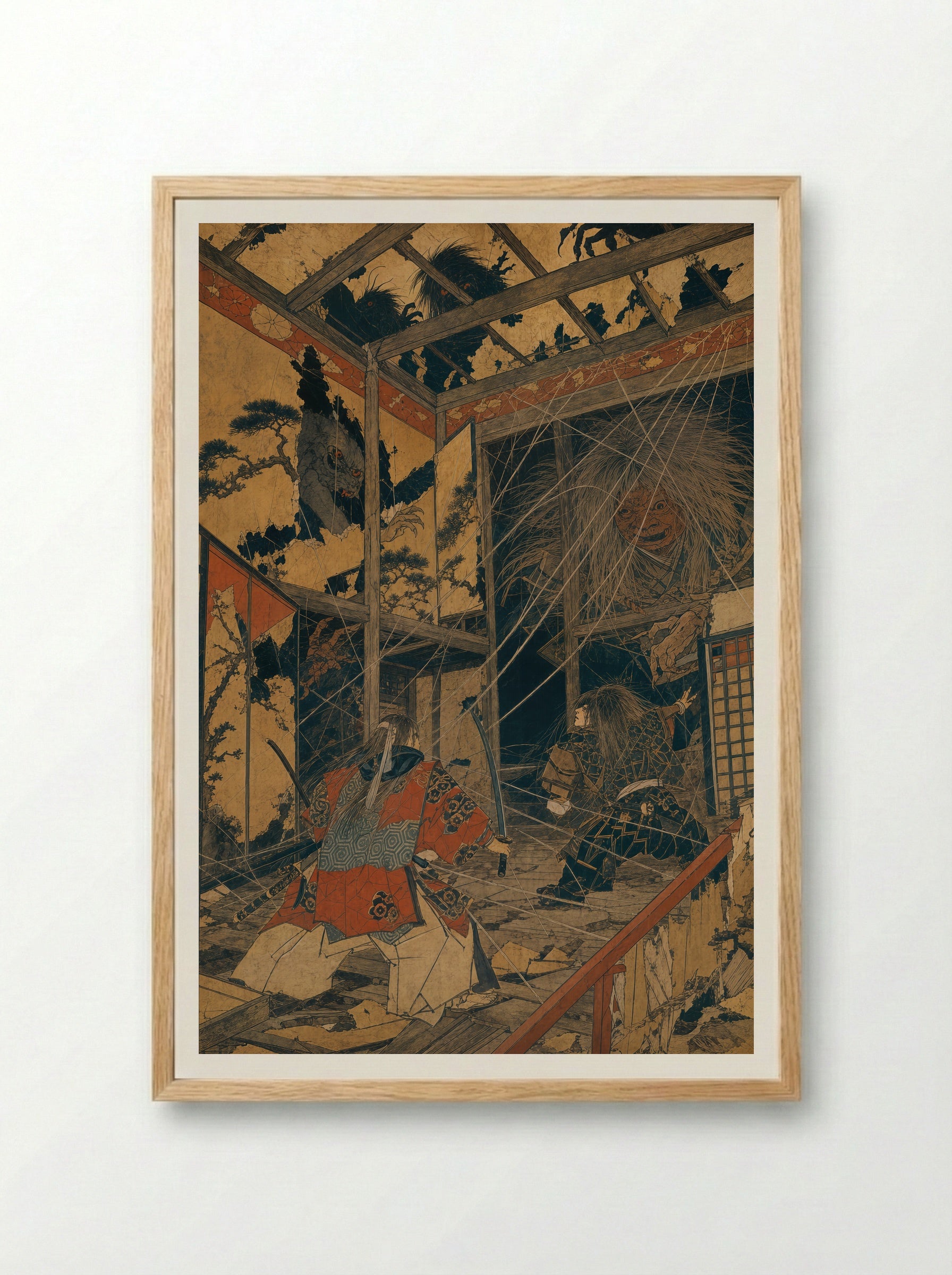 Minamoto no Yorimitsu and the Earth Spider: The House of Many Forms - Framed Print Wood