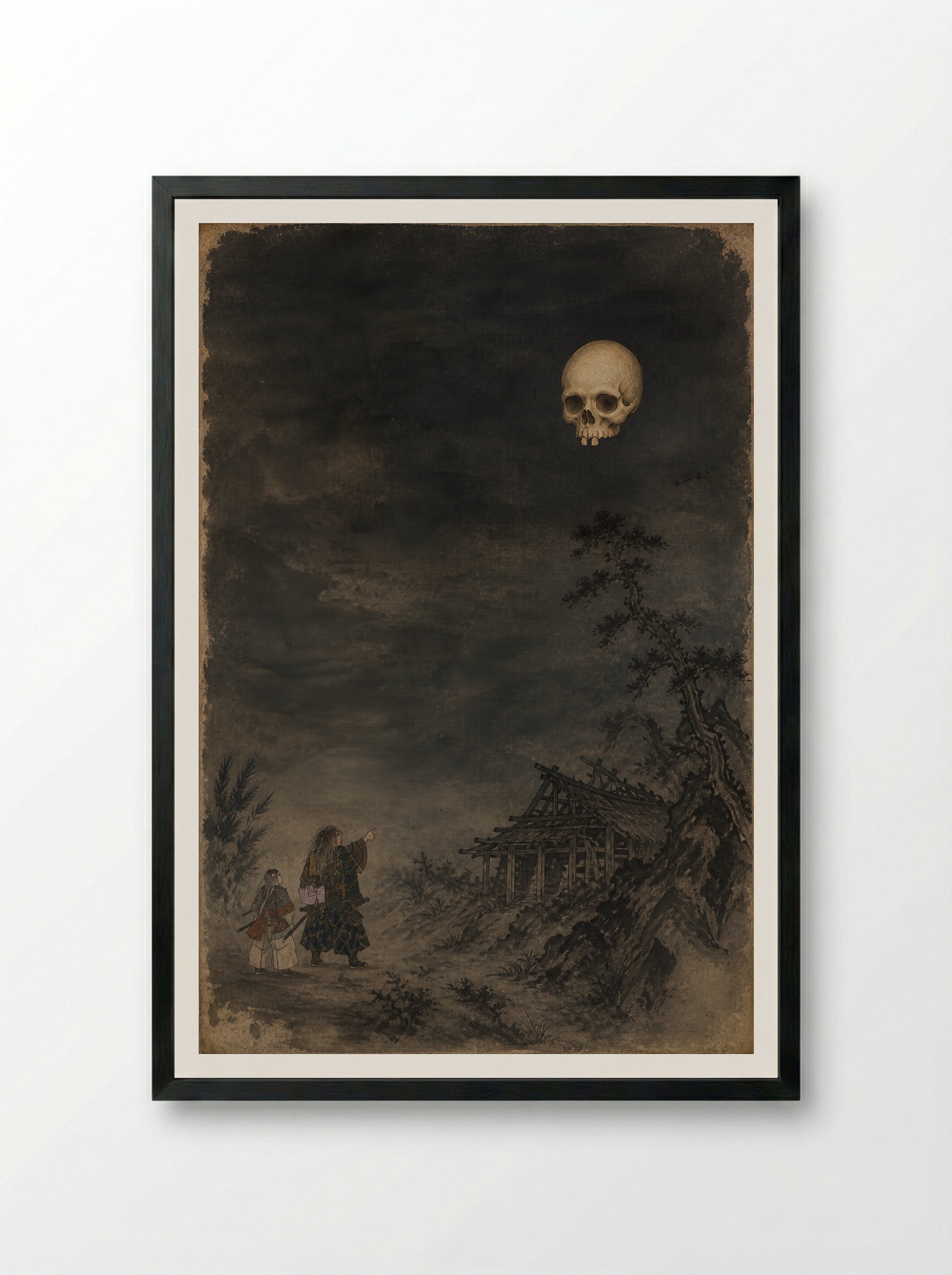 Minamoto no Yorimitsu and the Earth Spider: The Skull Above Kaguraoka - Framed Print Black