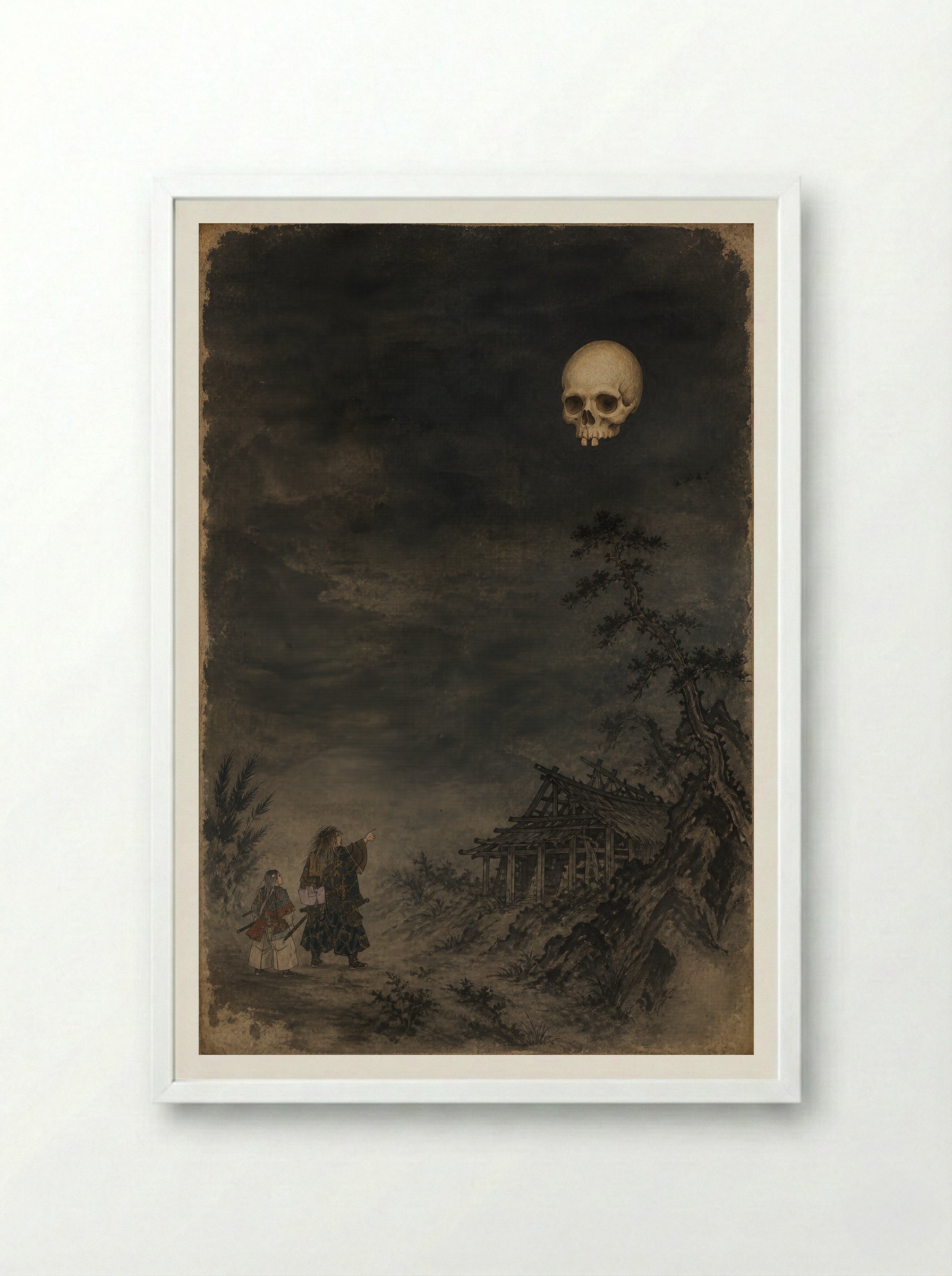 Minamoto no Yorimitsu and the Earth Spider: The Skull Above Kaguraoka - Framed Print White