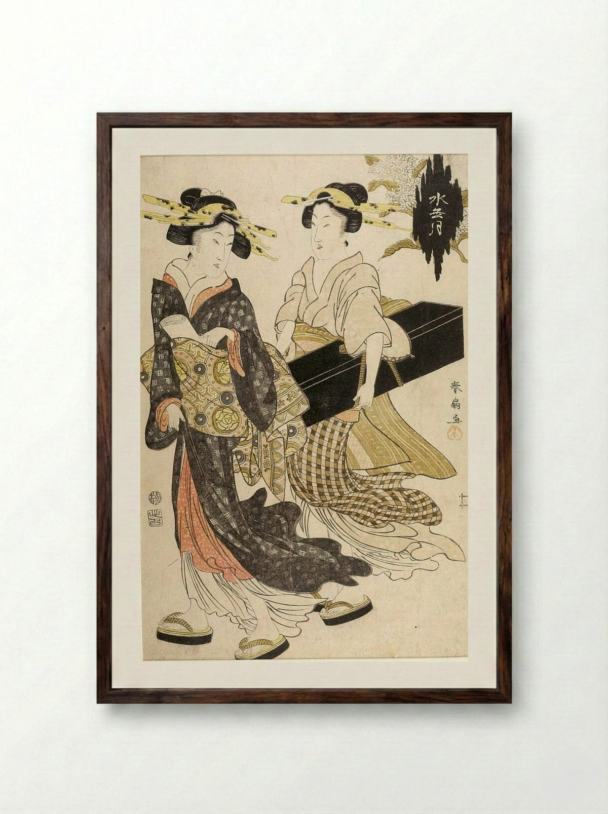 Minazuki (June) - Katsukawa Shunsen - Framed Print Dark Wood