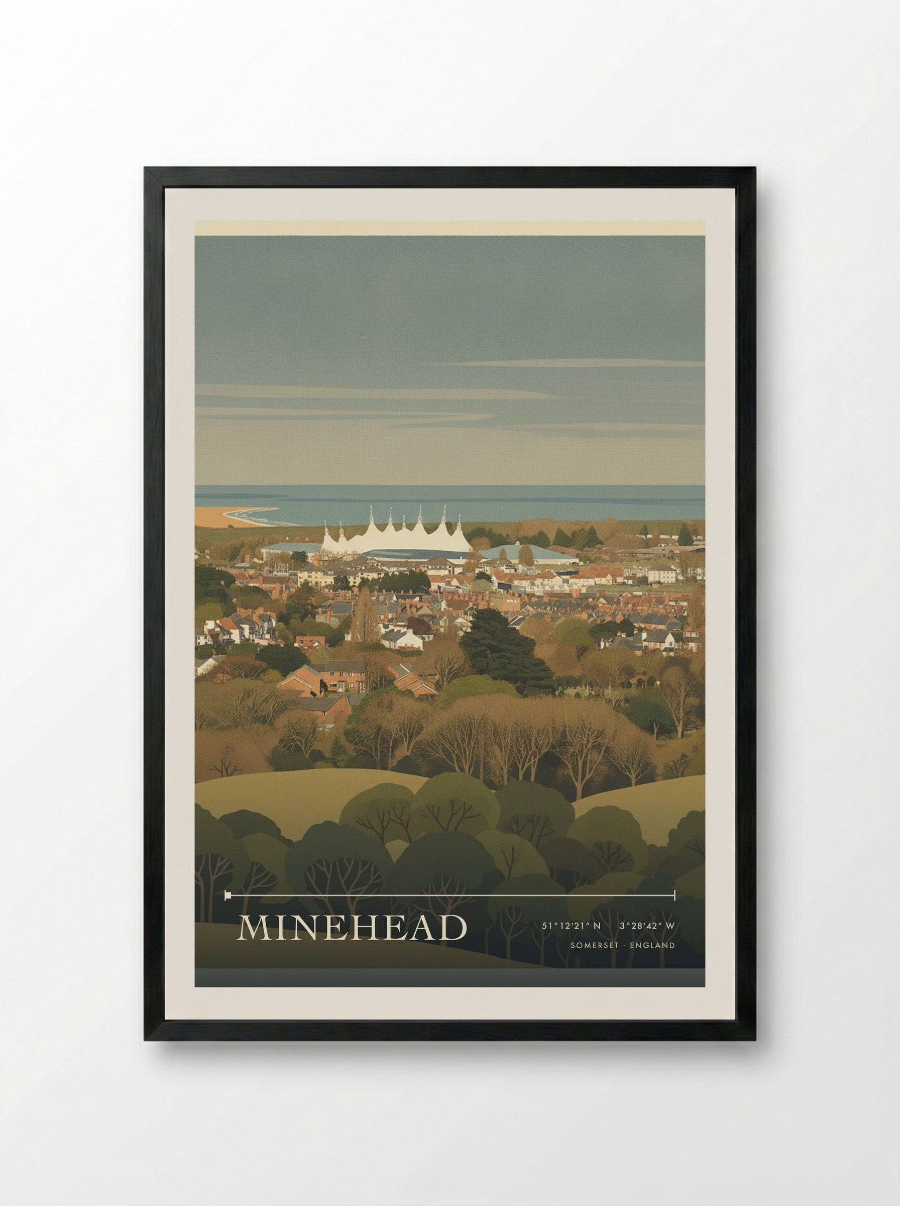 Minehead Somerset England Travel Poster - Framed Print Black
