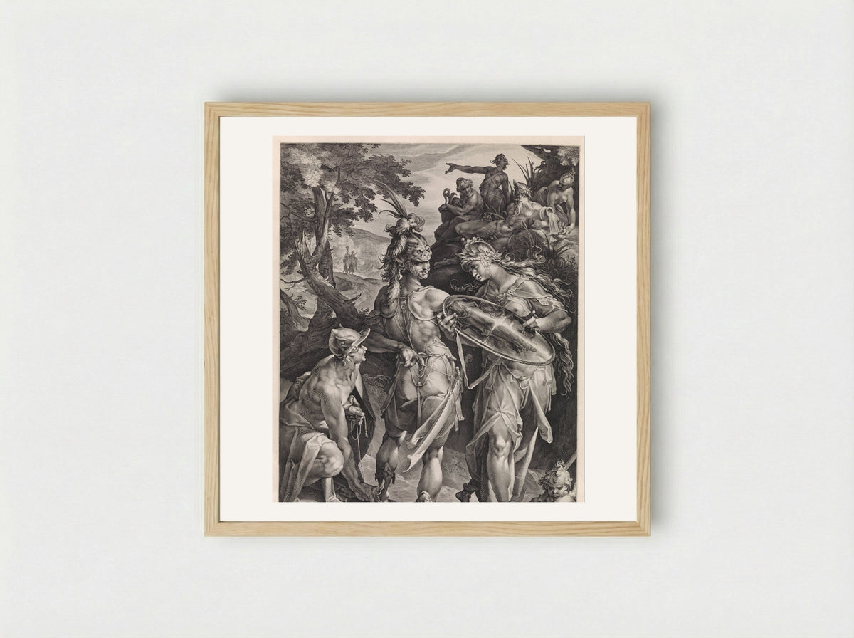 Minerva and Mercury Arming Perseus - Jan Harmensz. Muller - Framed Print Wood