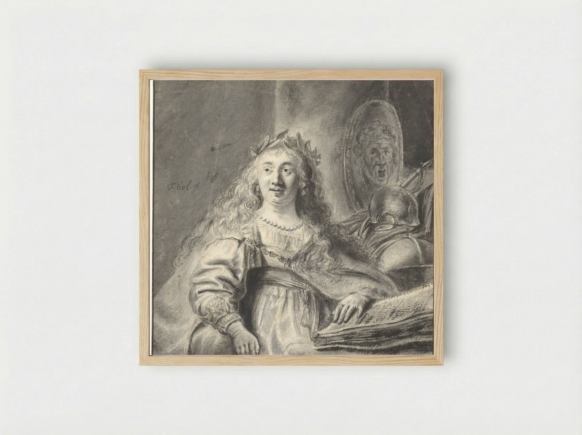 Minerva in her Study - Ferdinand Bol - Framed Print Wood