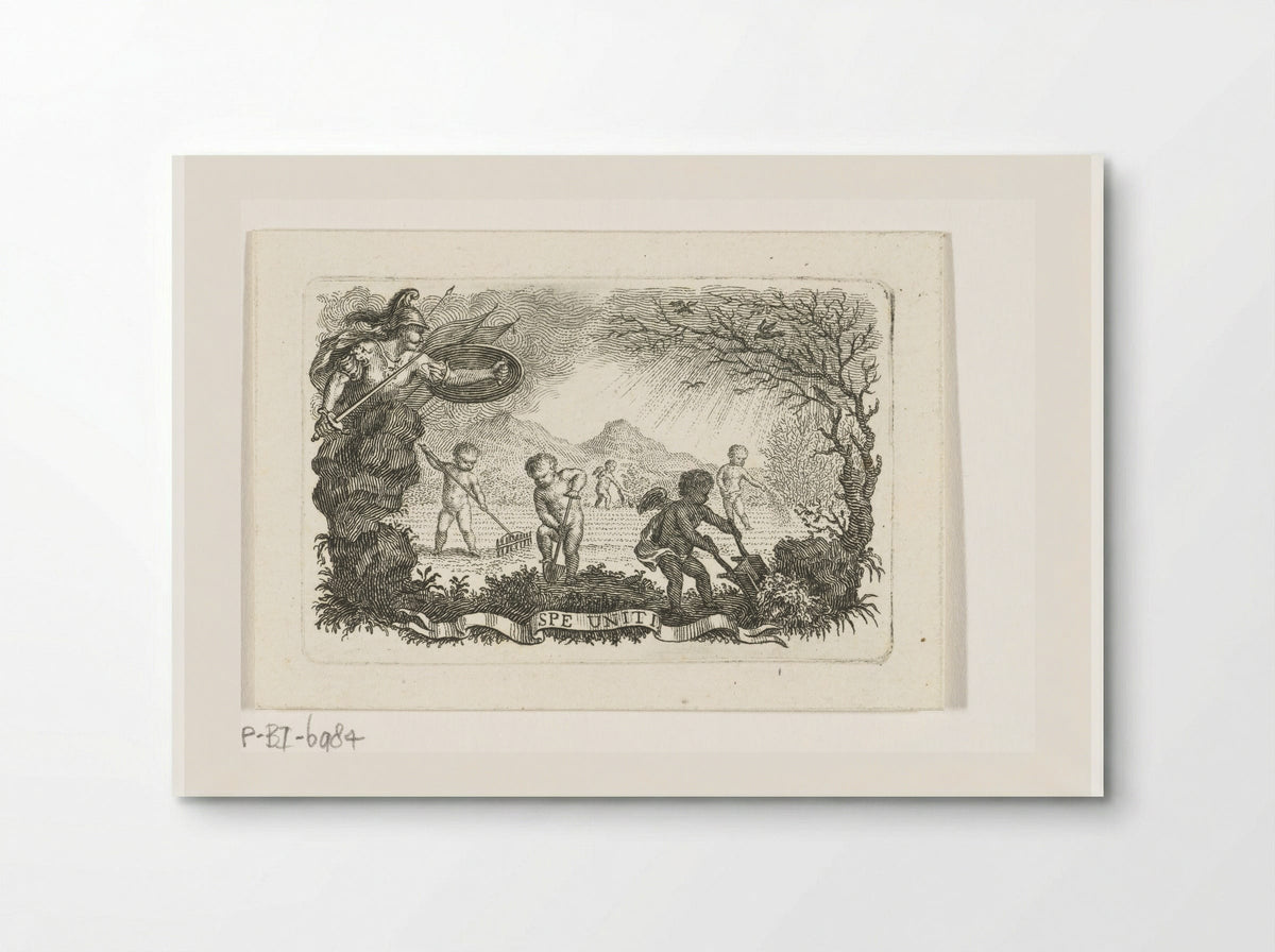 Minerva with Putti Tilling a Field - Abraham Delfos - Poster