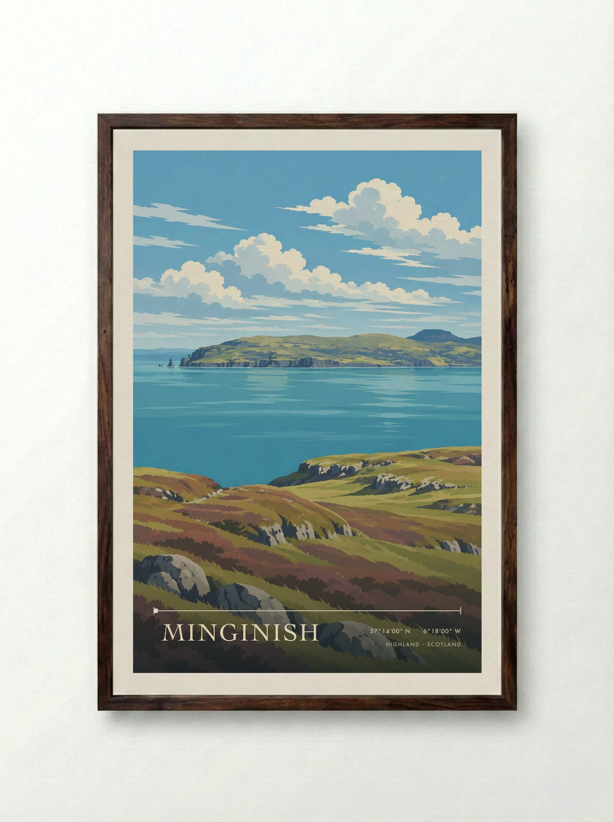 Minginish, Highland | Travel Poster - Framed Print Dark Wood