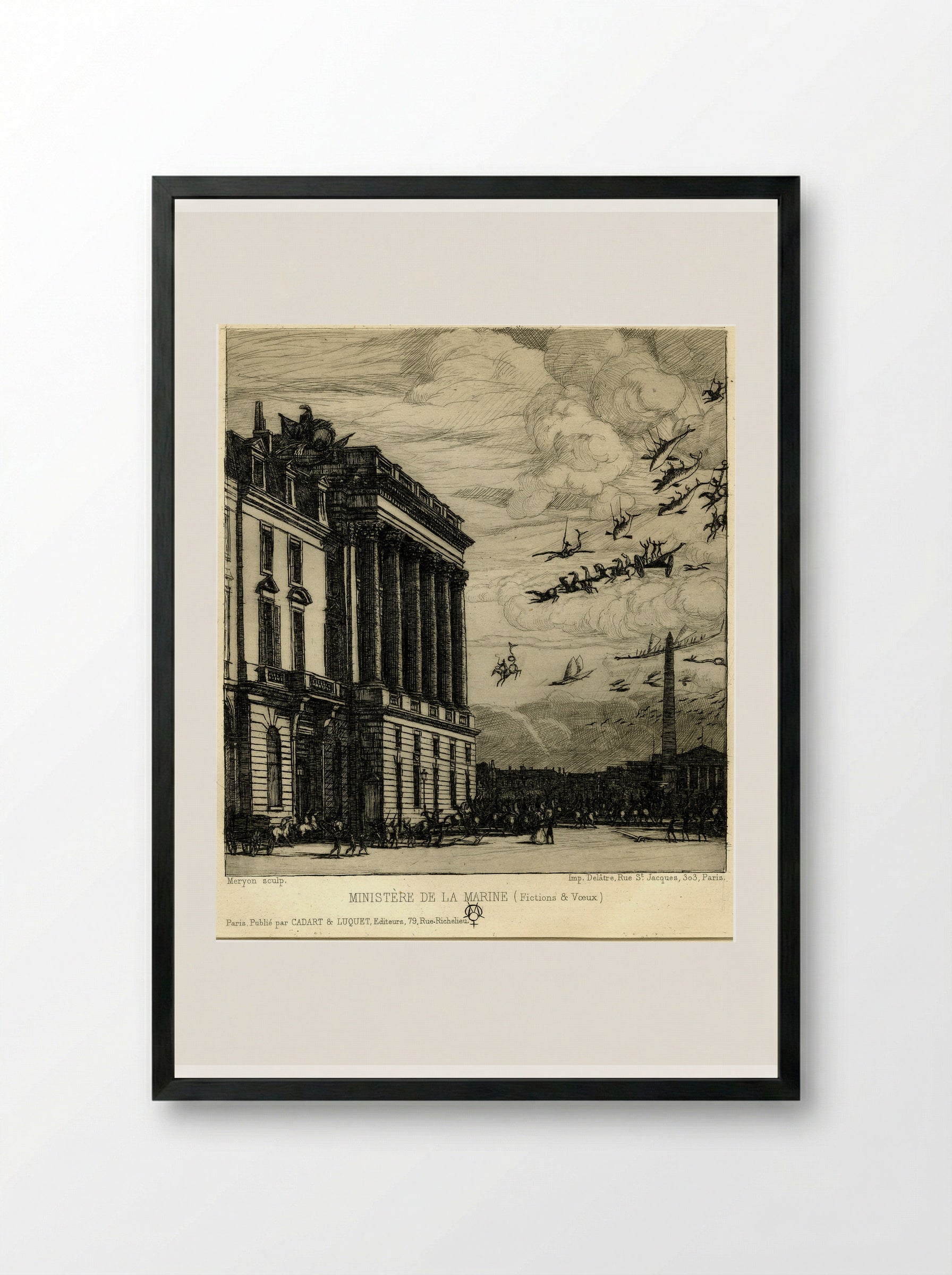 Ministère de la Marine (Fictions & Vœux) - Charles Meryon - Framed Print Black