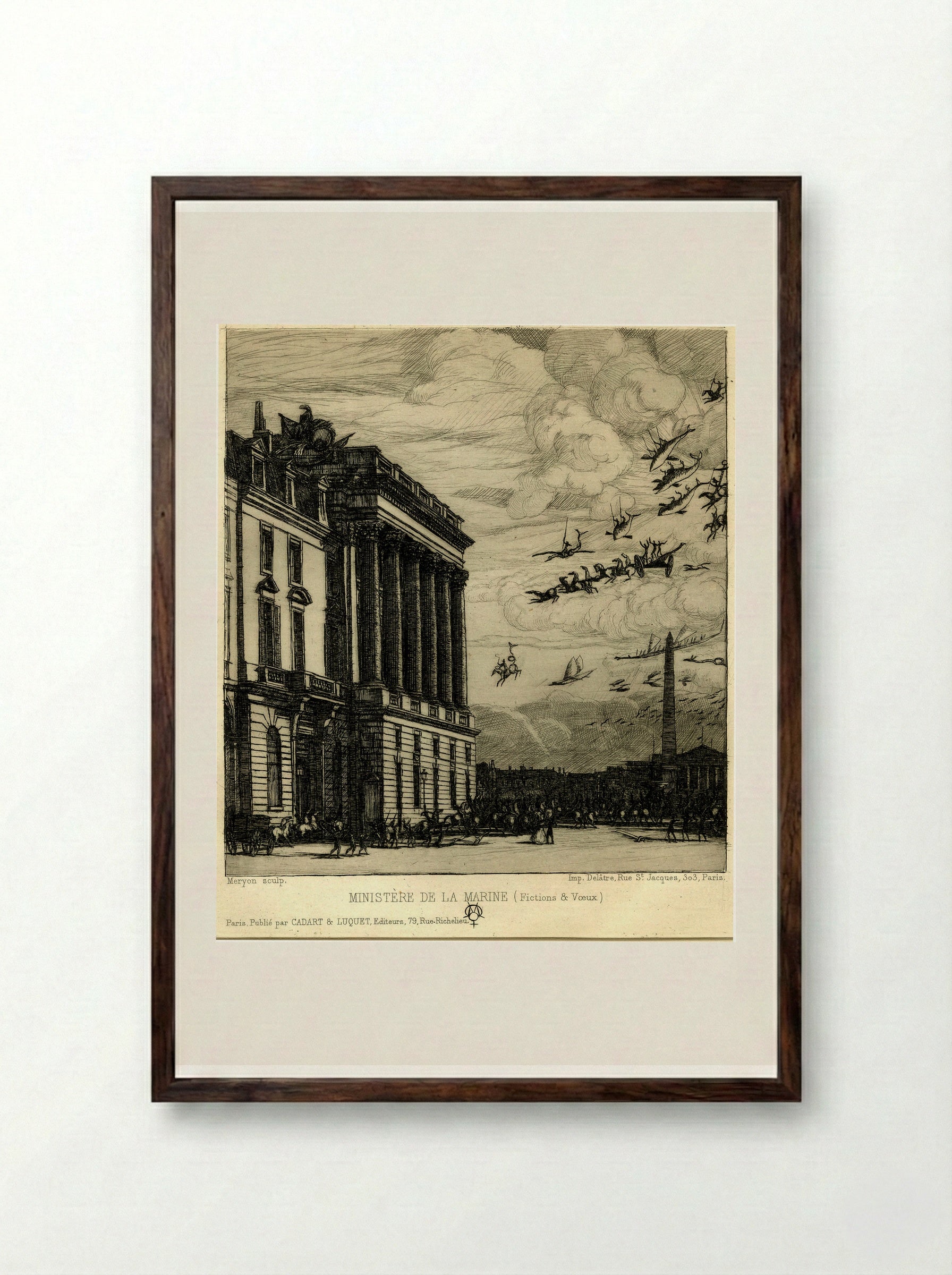 Ministère de la Marine (Fictions & Vœux) - Charles Meryon - Framed Print Dark Wood