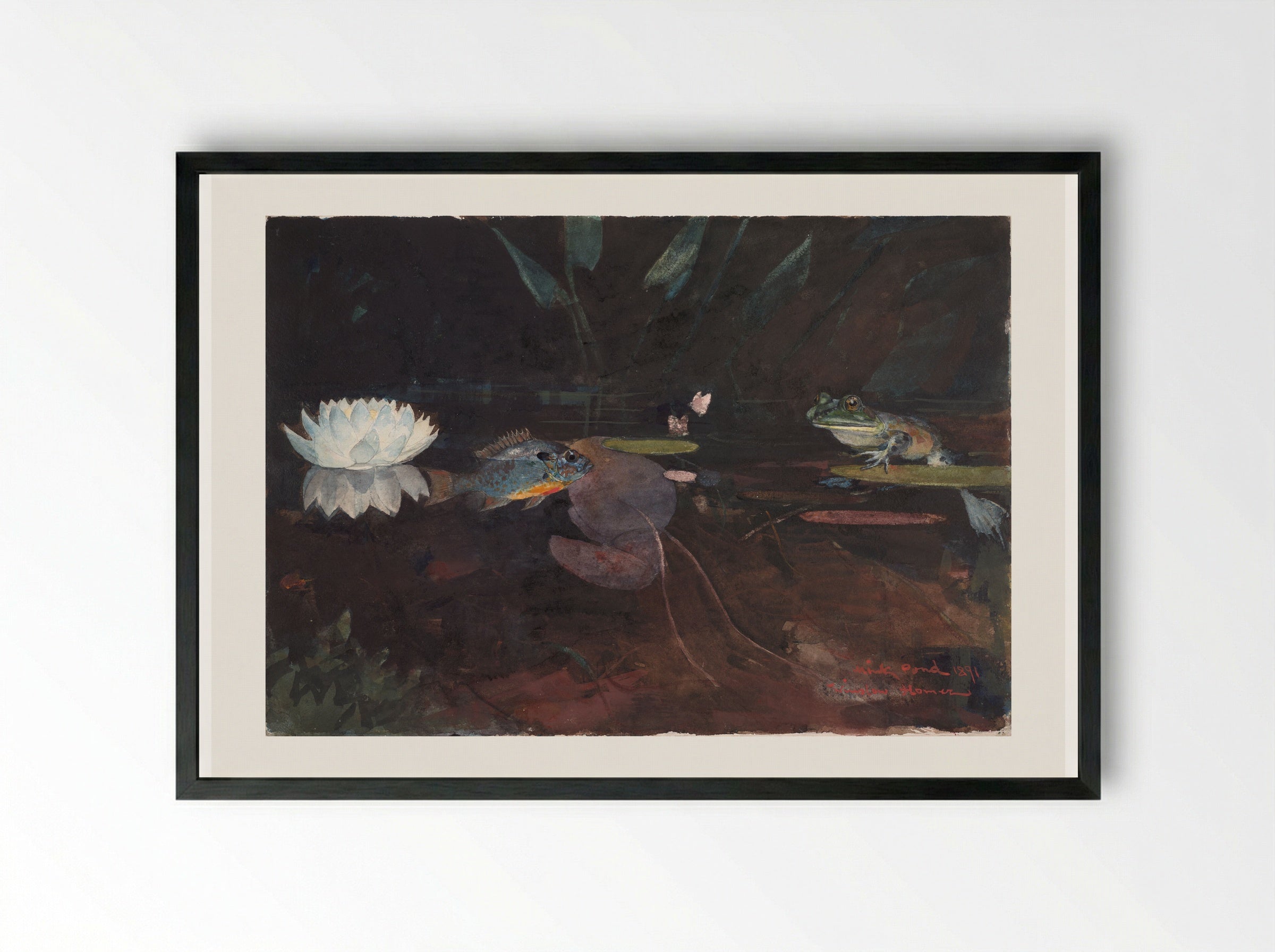 Mink Pond - Winslow Homer - Framed Print Black