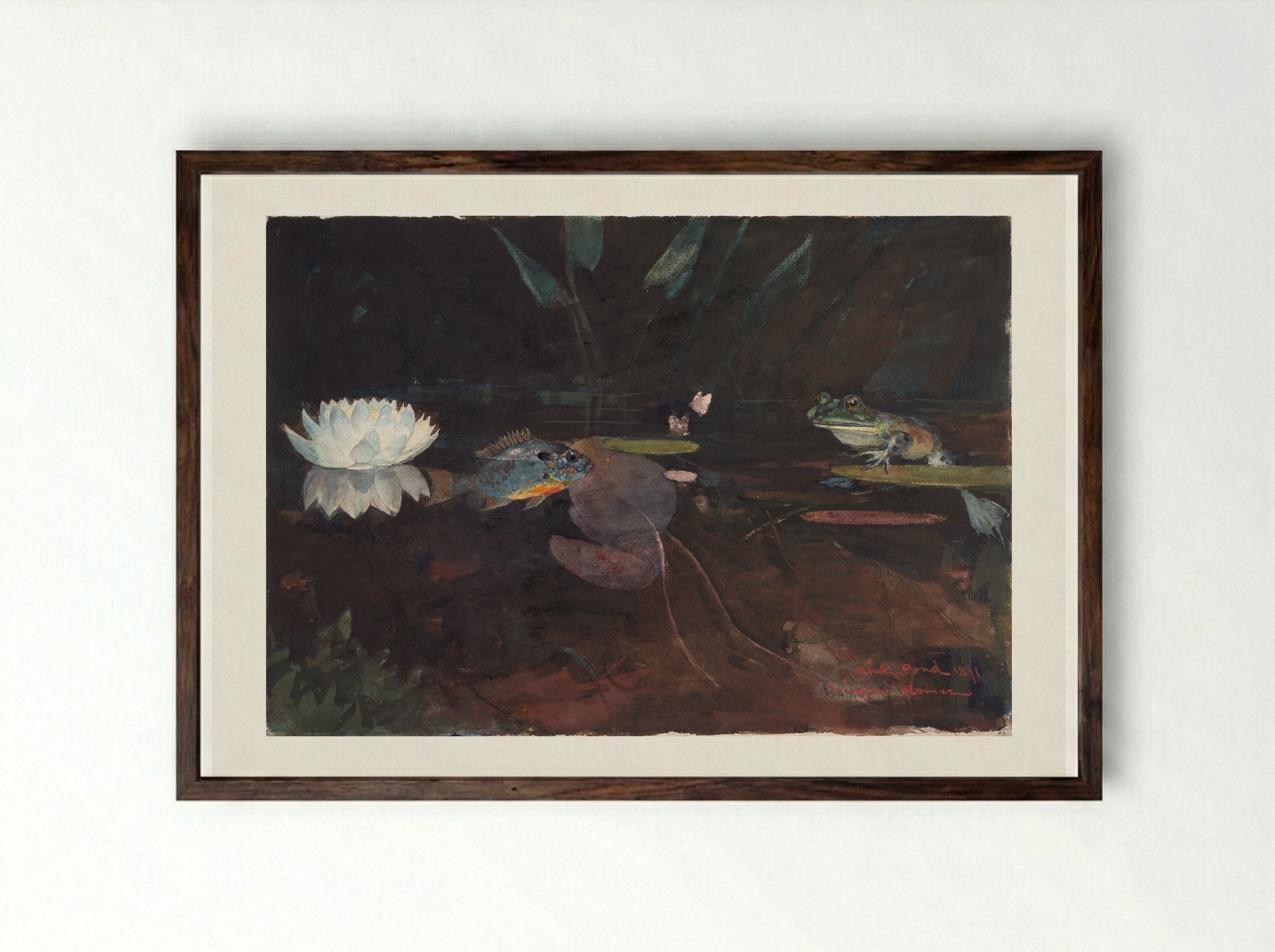 Mink Pond - Winslow Homer - Framed Print Dark Wood