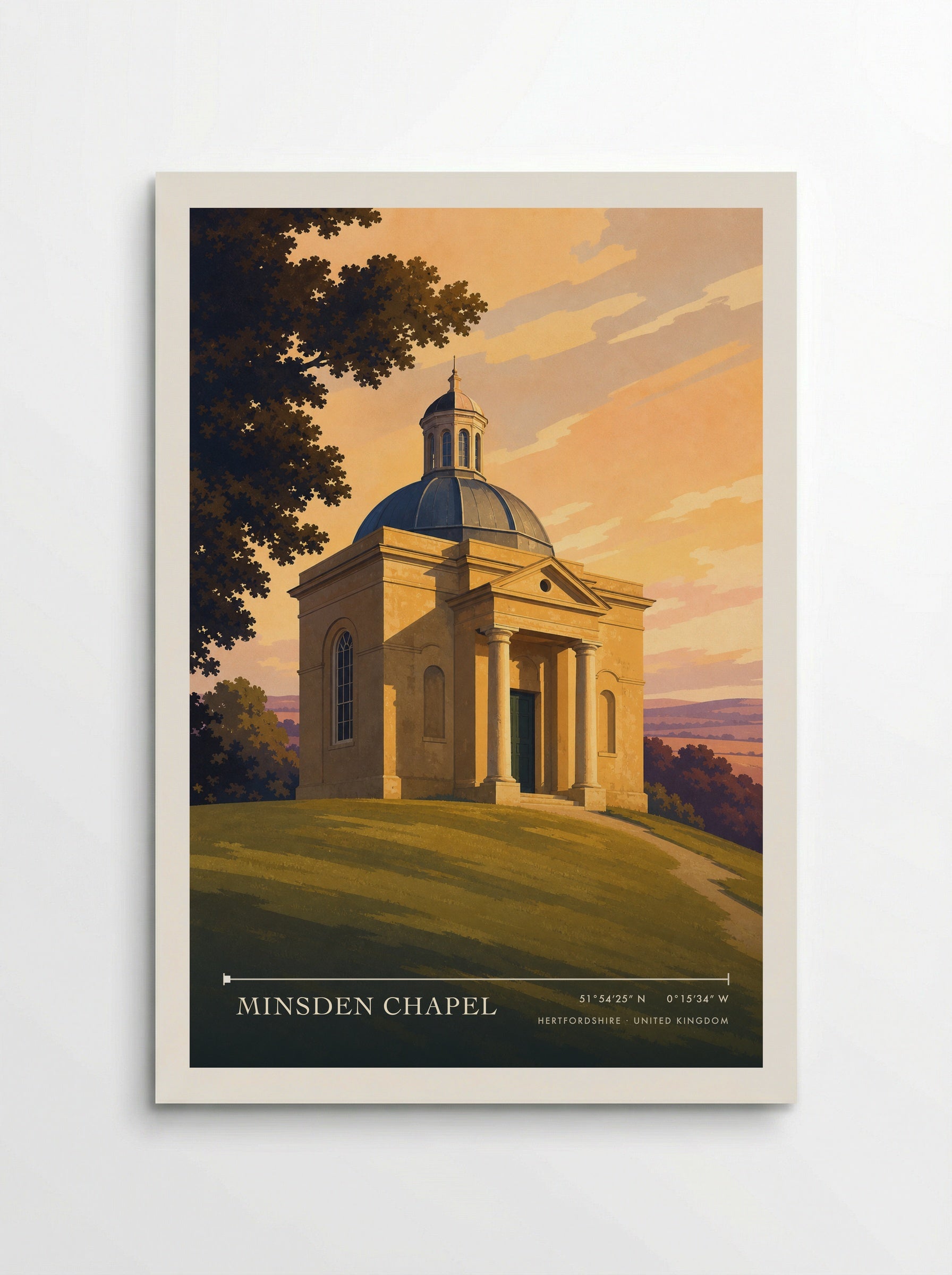 Minsden Chapel Hertfordshire United Kingdom Travel Poster - Poster