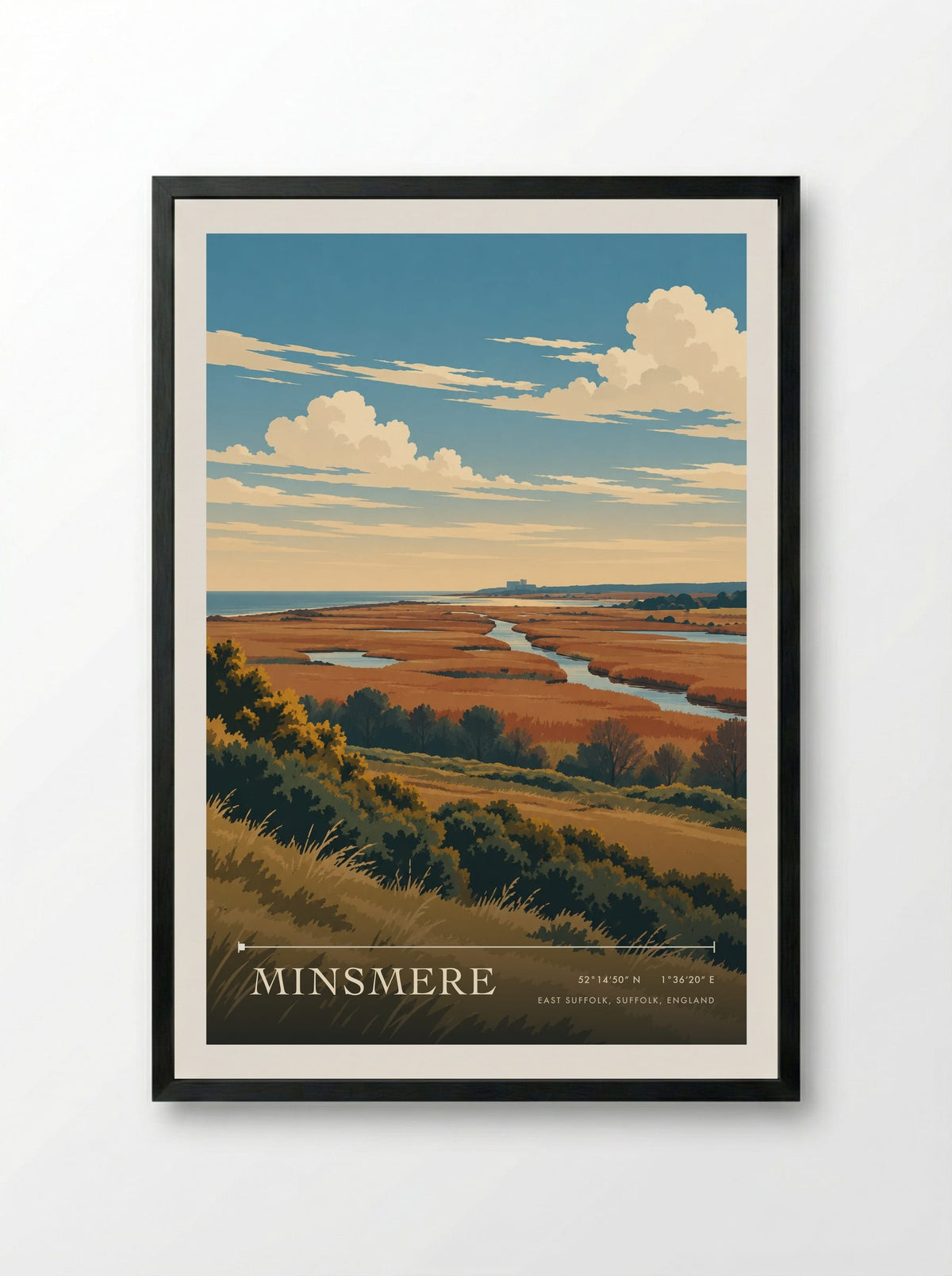 Minsmere, East Suffolk, Suffolk, England | Travel Poster - Framed Print Black