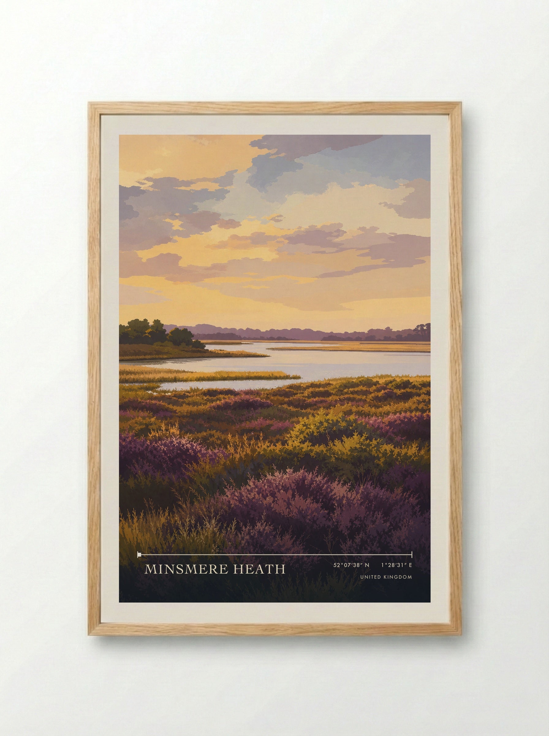 Minsmere Heath United Kingdom Travel Poster - Framed Print Wood