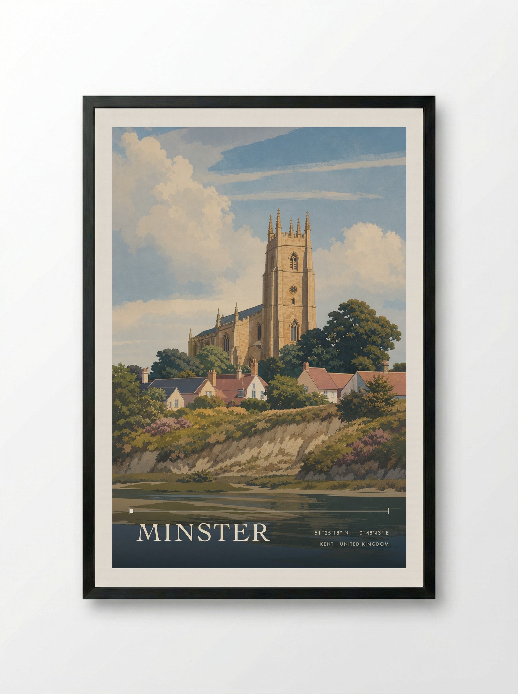 Minster Kent United Kingdom Travel Poster - Framed Print Black