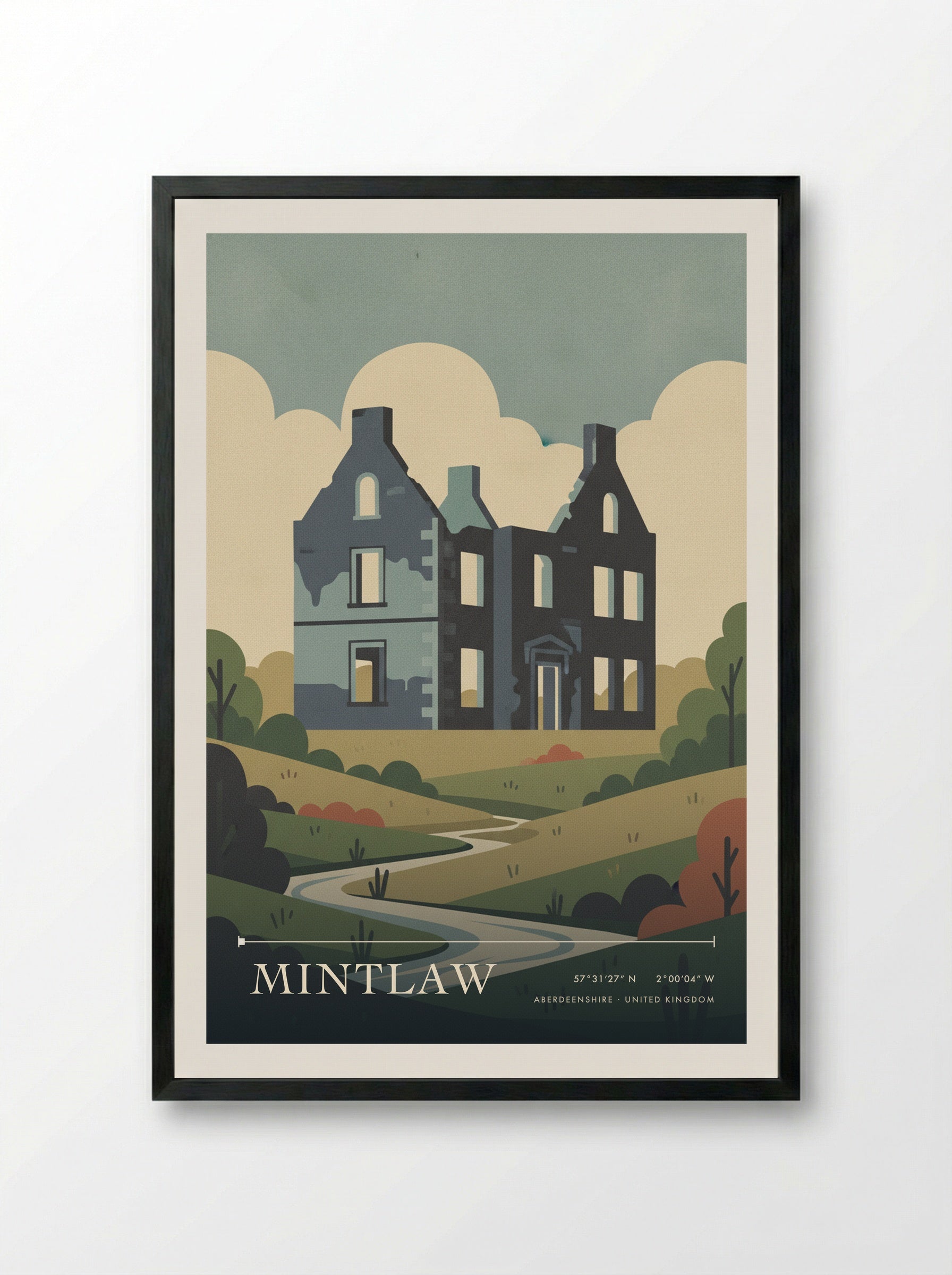 Mintlaw Aberdeenshire United Kingdom Travel Poster - Framed Print Black