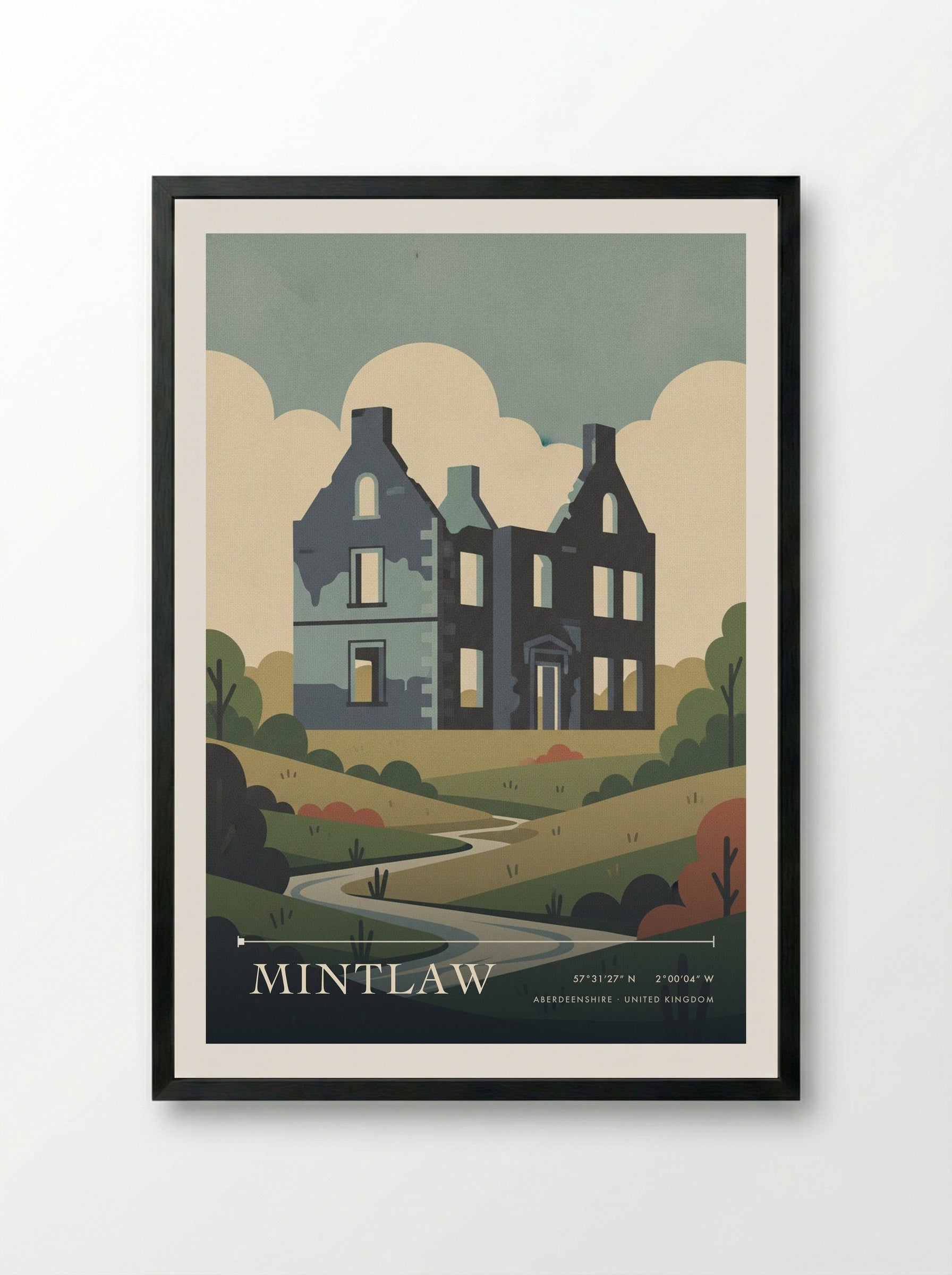 Mintlaw Aberdeenshire United Kingdom Travel Poster - Framed Print Black