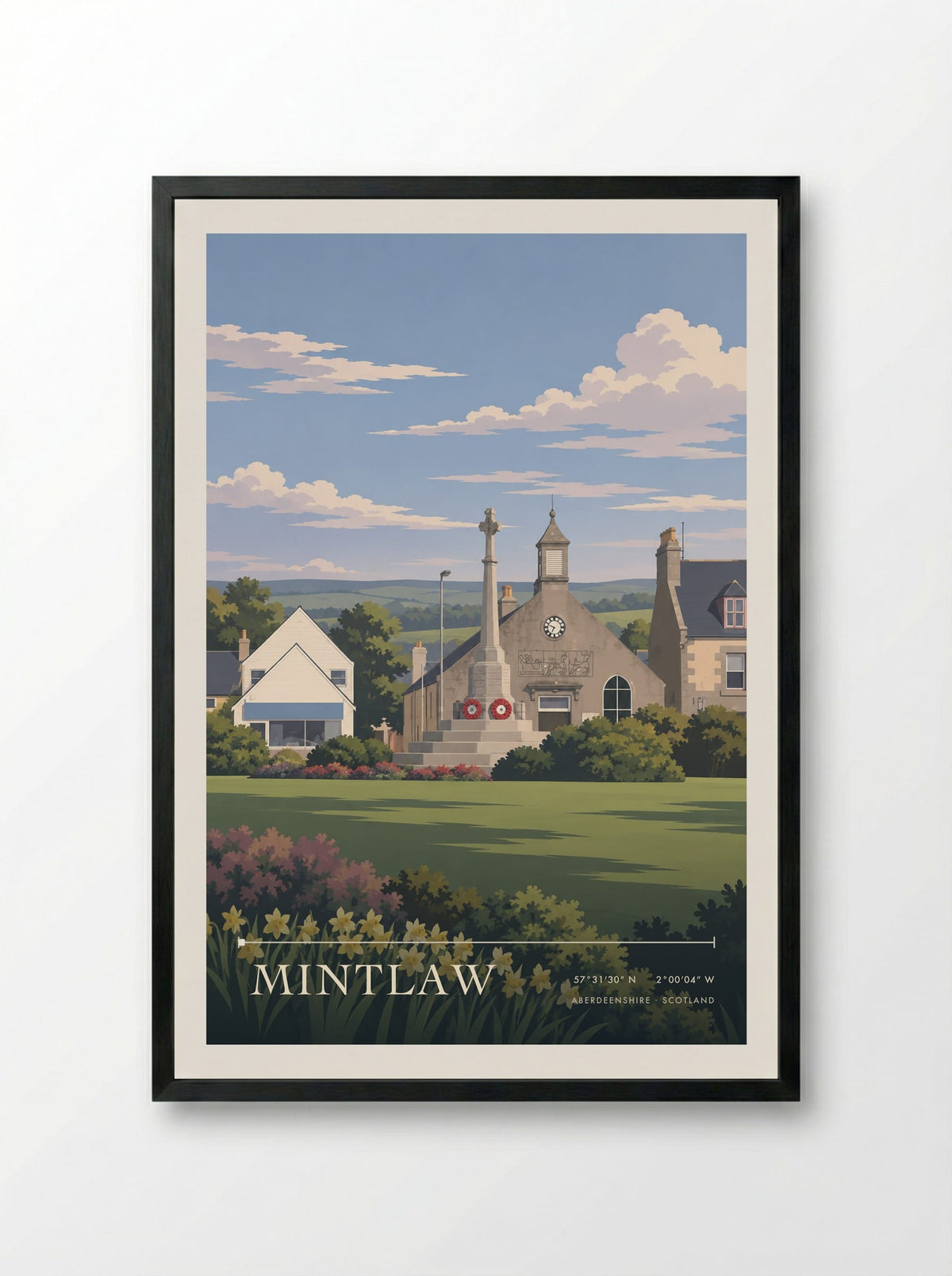 Mintlaw, Aberdeenshire | Travel Poster - Framed Print Black