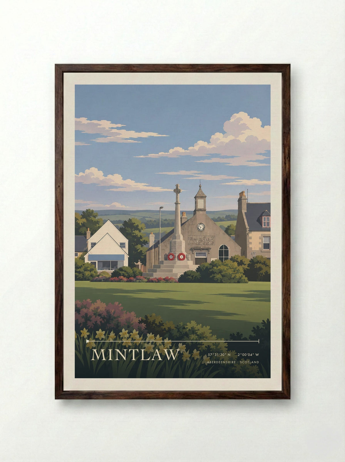 Mintlaw, Aberdeenshire | Travel Poster - Framed Print Dark Wood