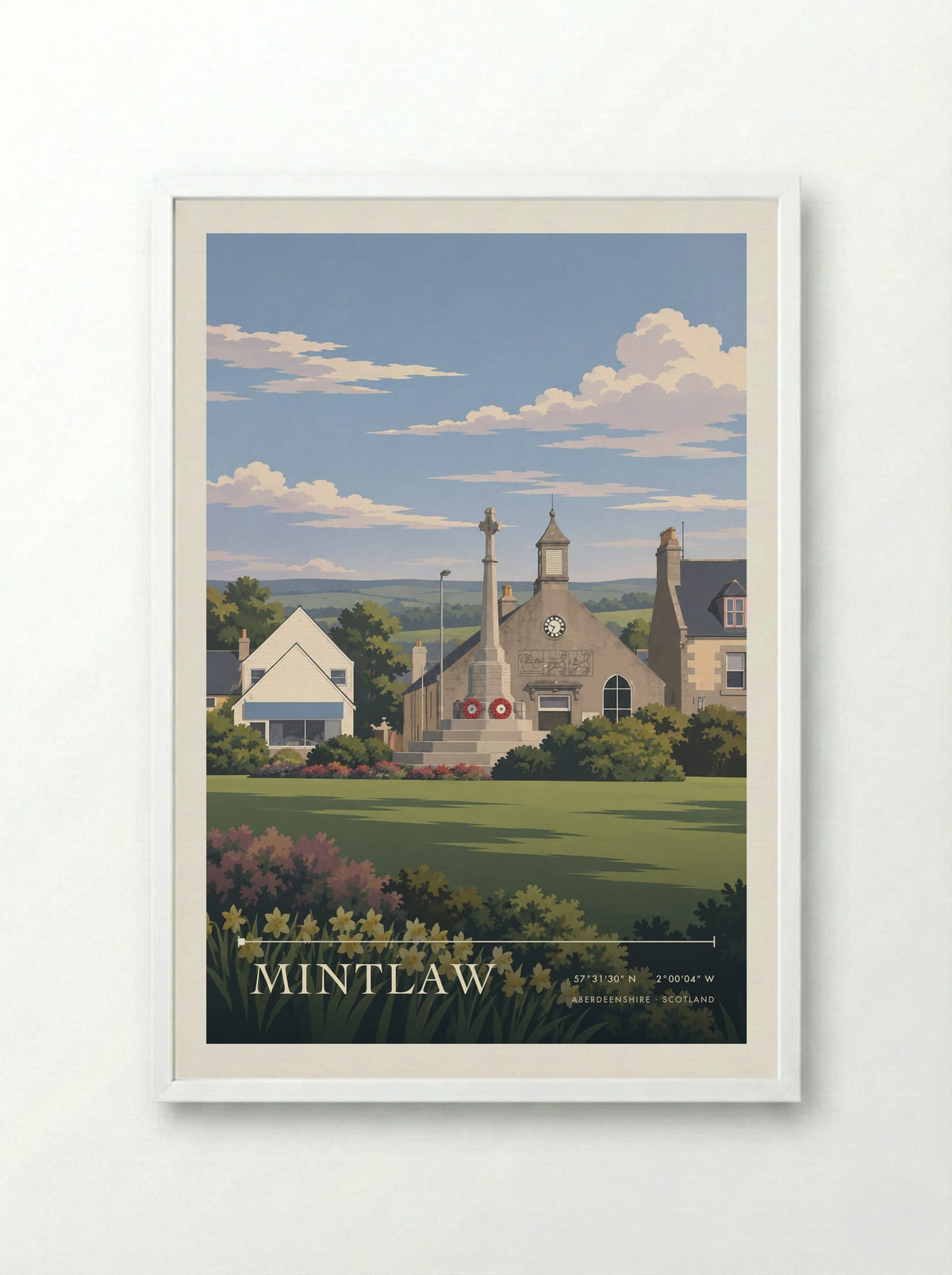 Mintlaw, Aberdeenshire | Travel Poster - Framed Print White