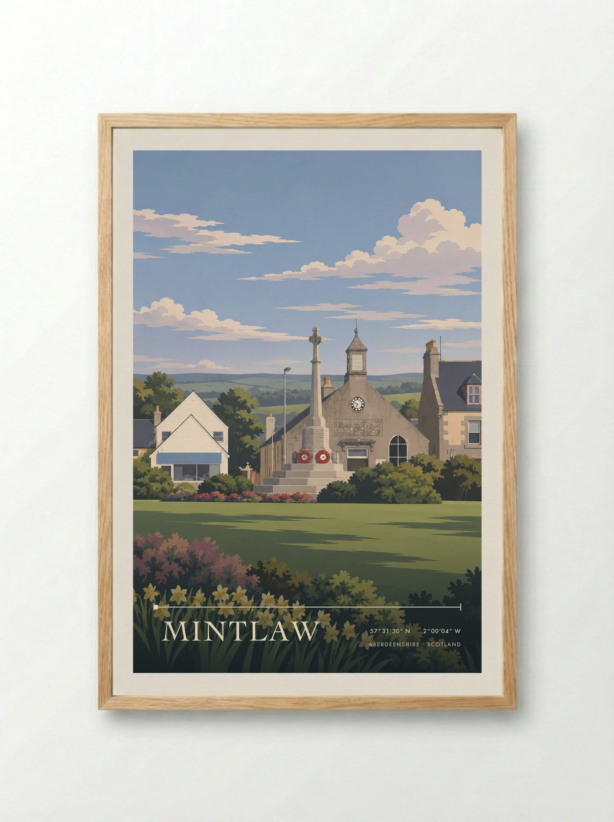 Mintlaw, Aberdeenshire | Travel Poster - Framed Print Wood