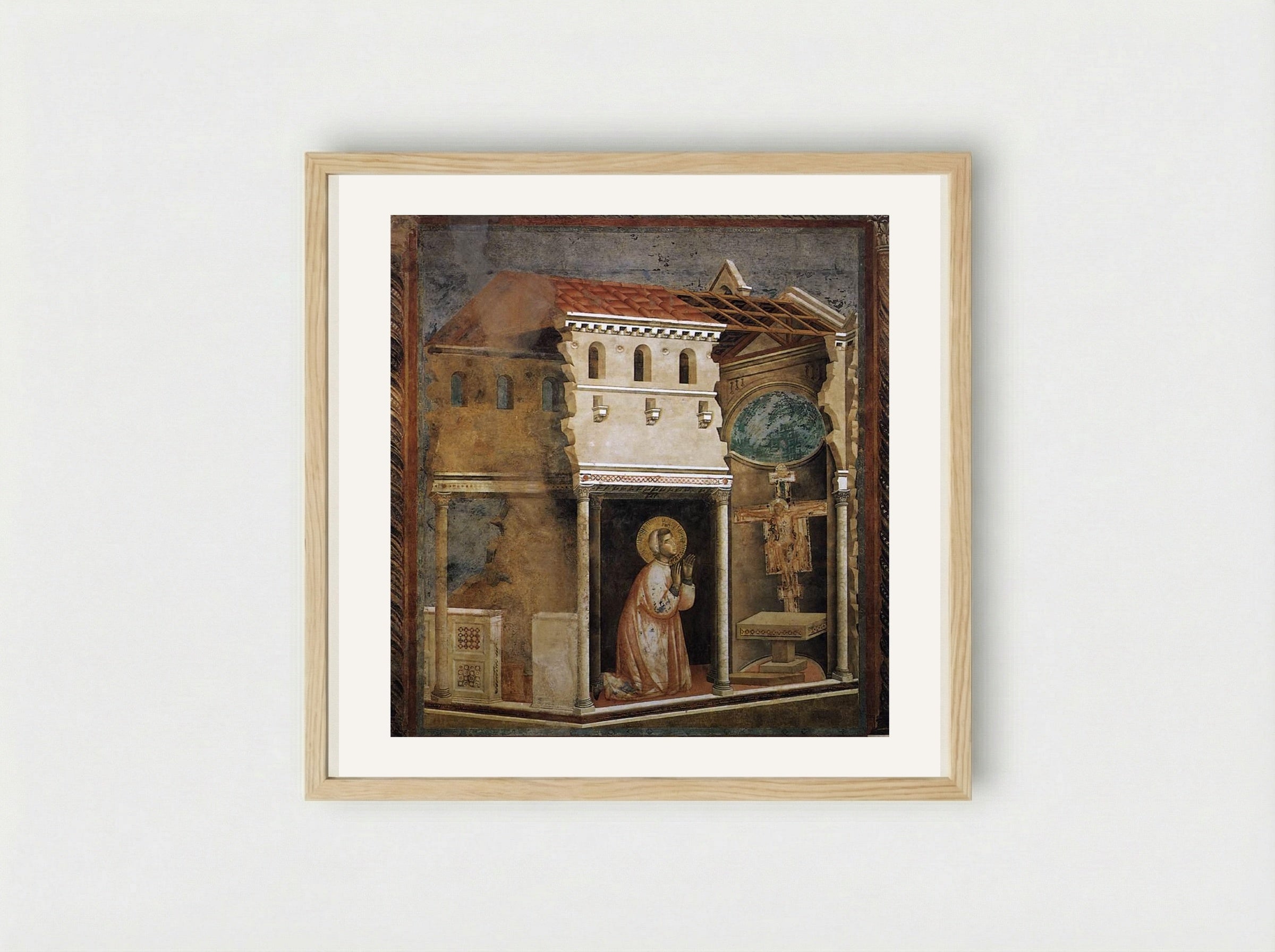 Miracle of the Crucifix - Giotto di Bondone - Framed Print Wood