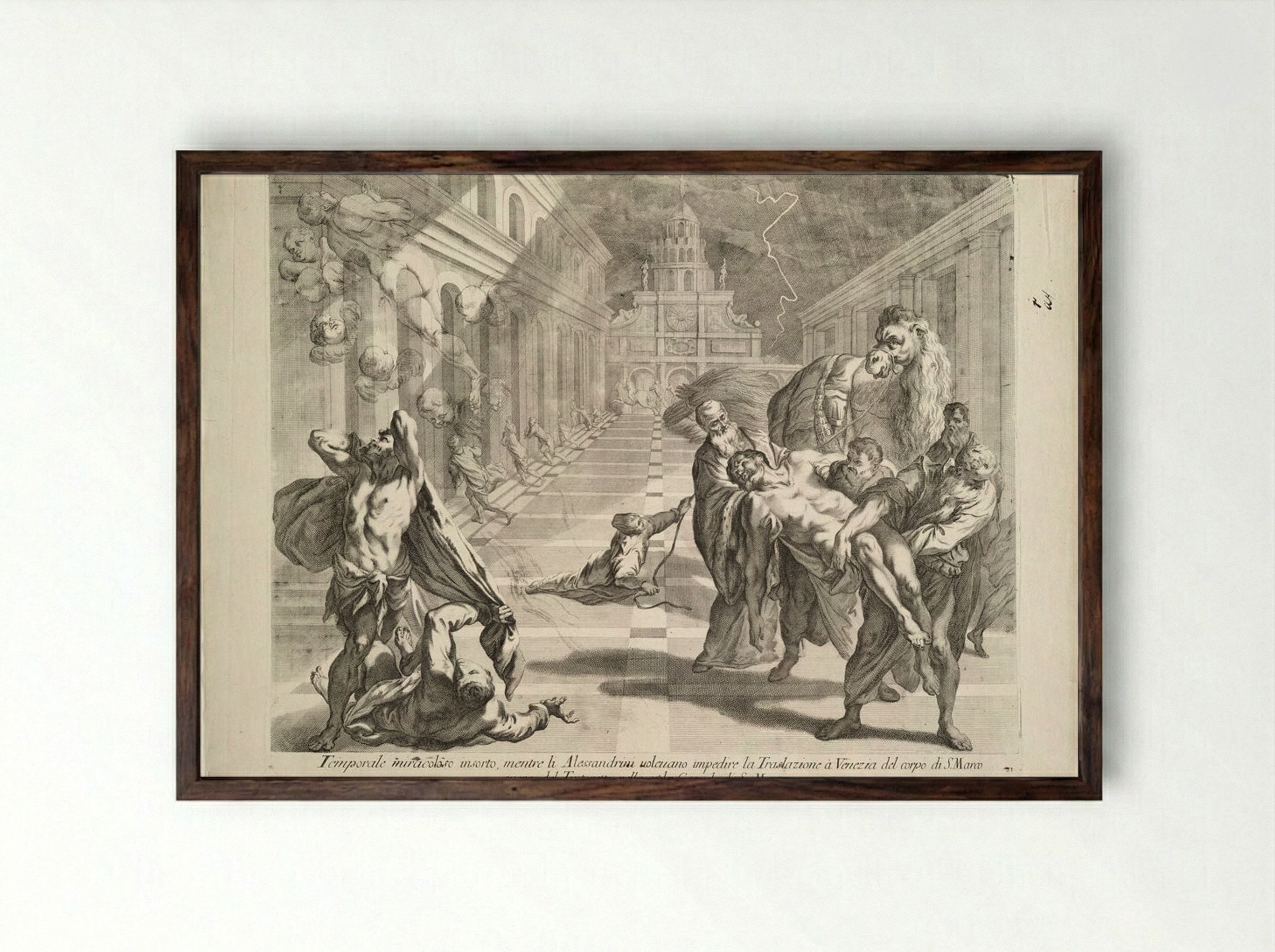 Miracle of the Transposition of the Body of Saint Mark - Andrea Zucchi - Framed Print Dark Wood