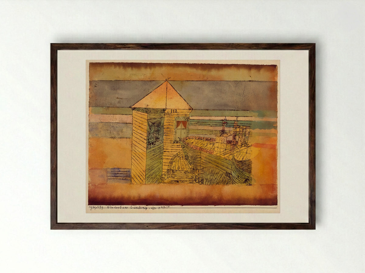 Miraculous Landing - Paul Klee - Framed Print Dark Wood