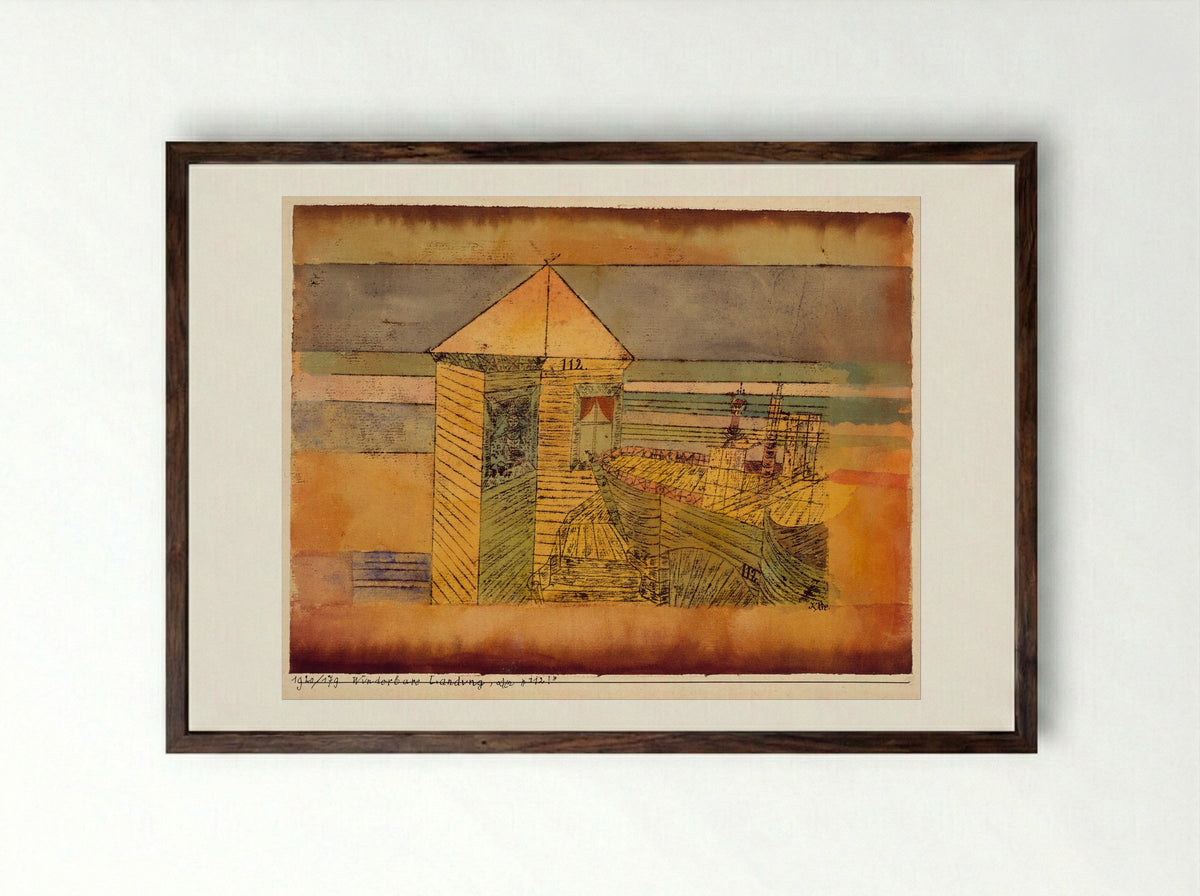 Miraculous Landing - Paul Klee - Framed Print Dark Wood