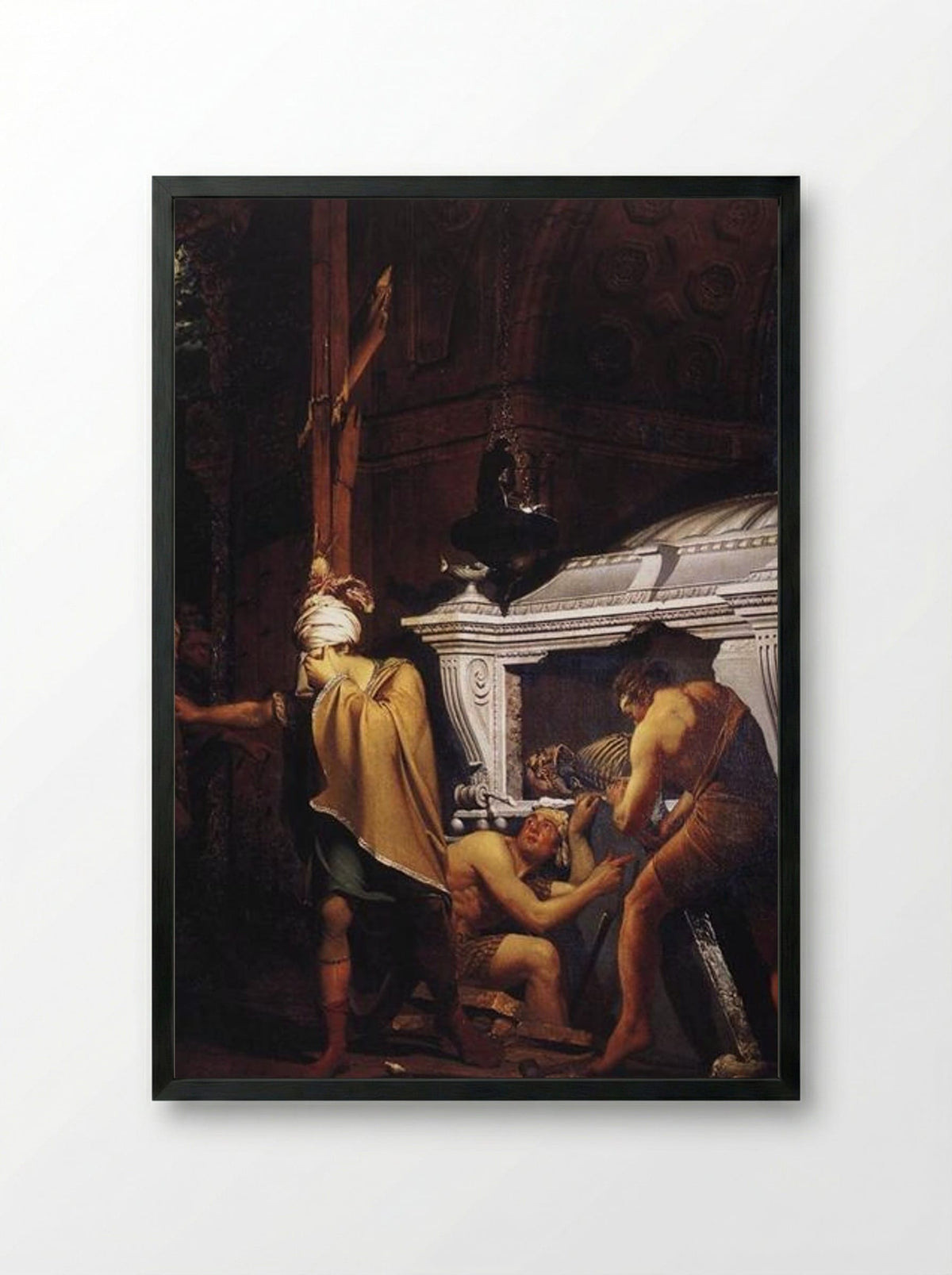 Miravan Breaking Open the Tomb of his Ancestors - Joseph Wright of Derby - Framed Print Black
