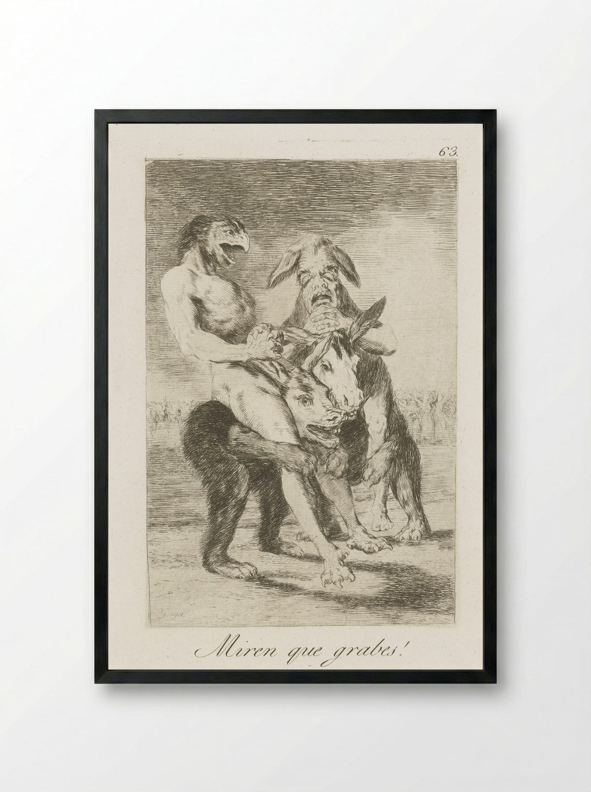Miren que grabes! - Francisco de Goya - Framed Print Black