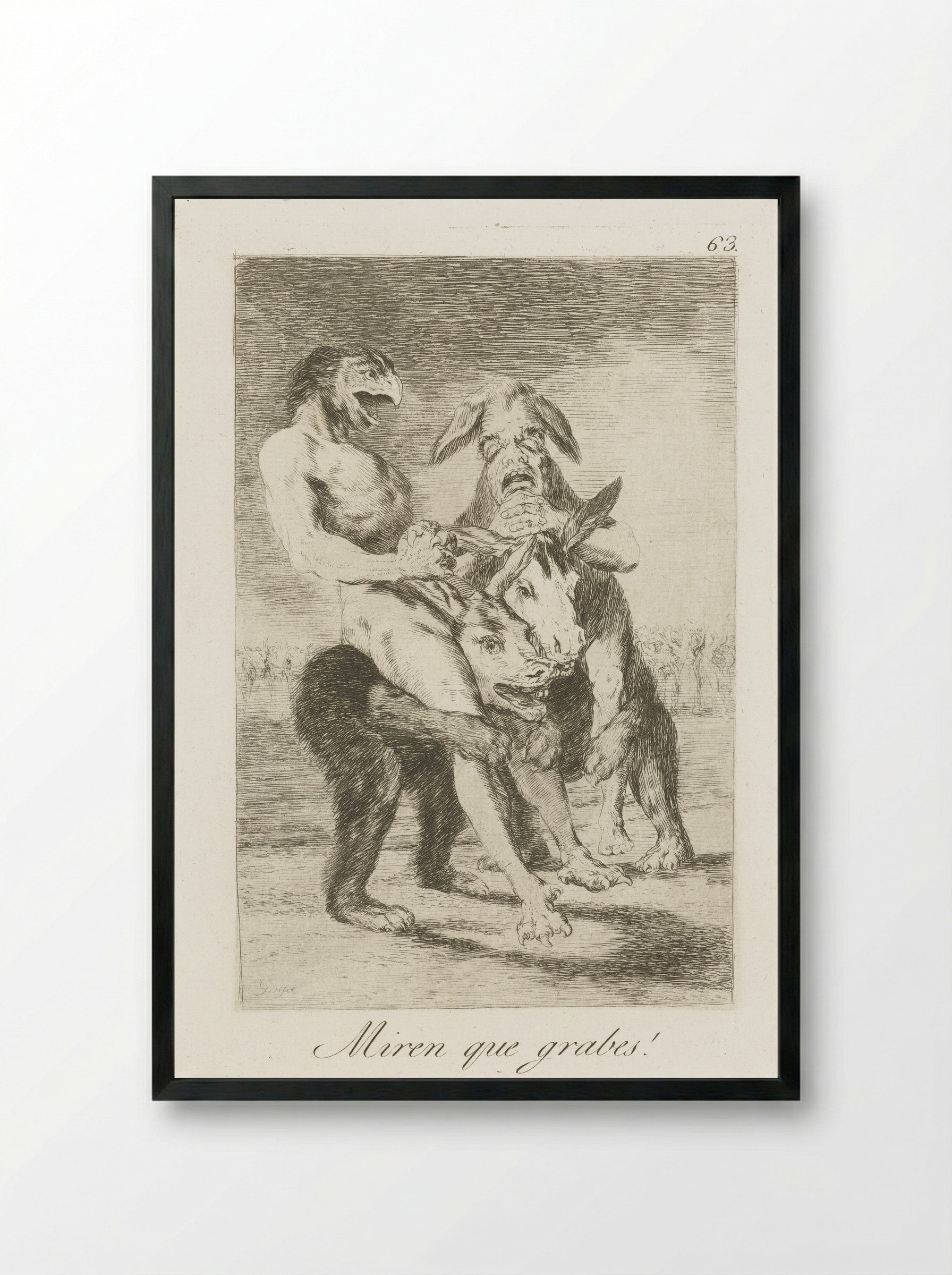 Miren que grabes! - Francisco de Goya - Framed Print Black