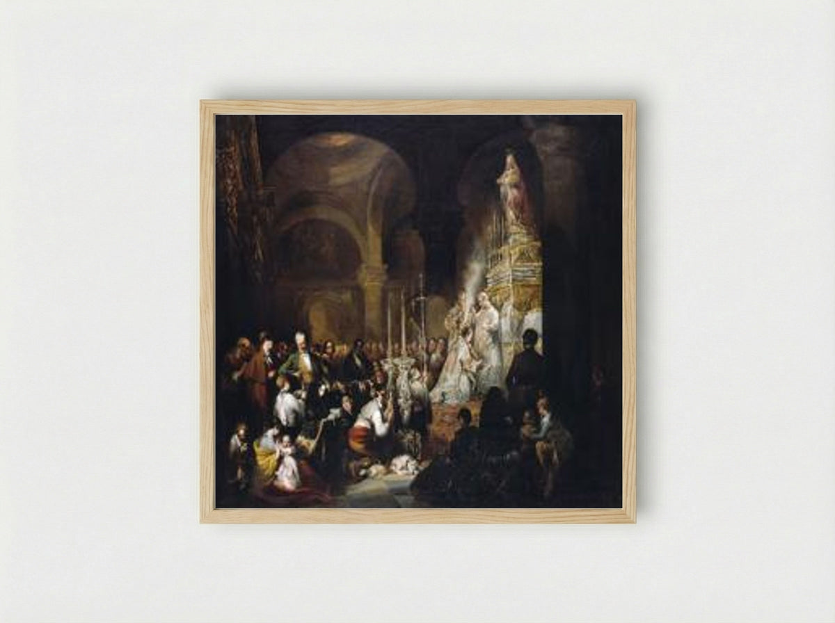 Misa mayor en una iglesia andaluza - Joaquín Manuel Fernández Cruzado - Framed Print Wood