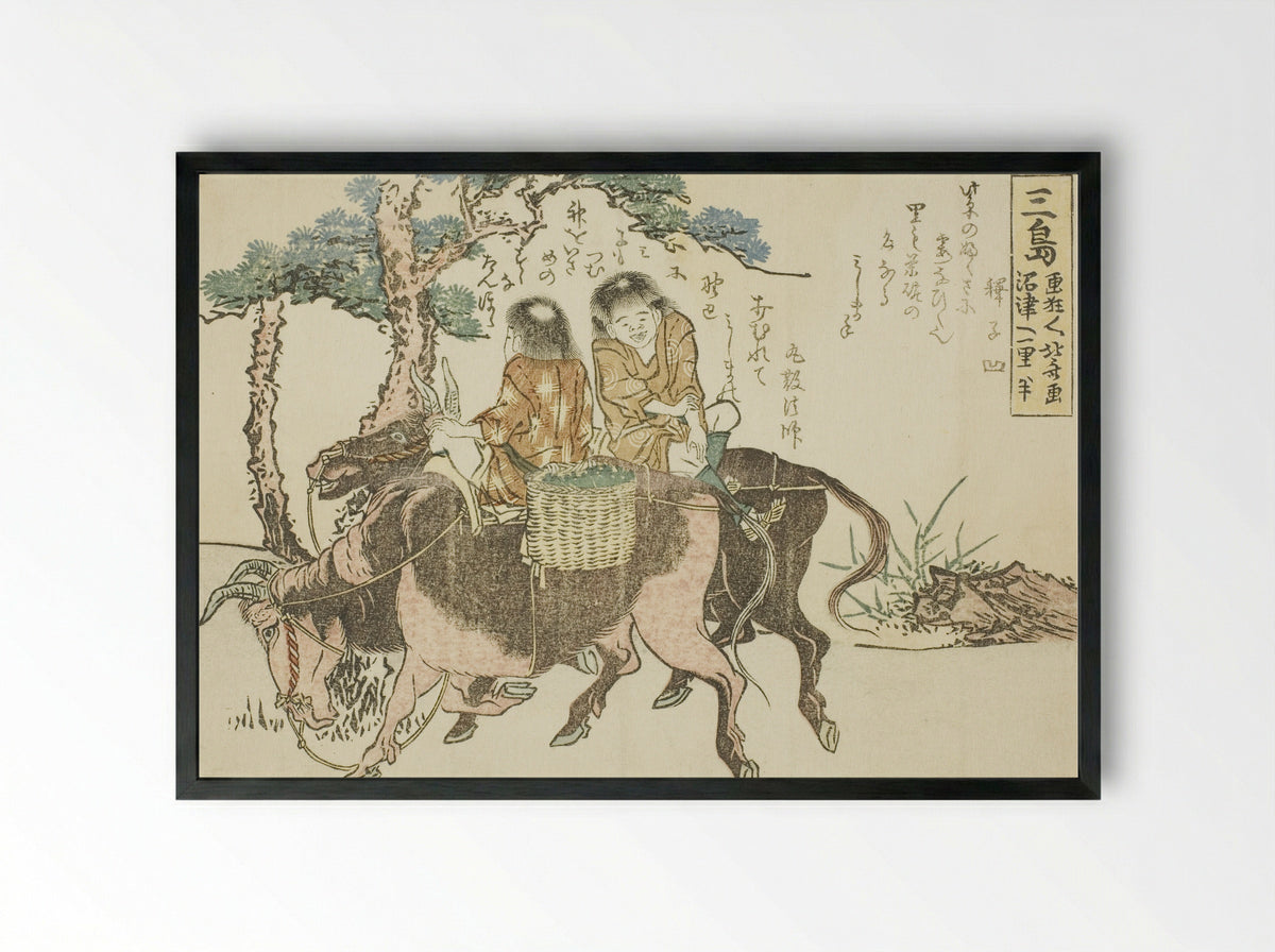 Mishima, from the series Fifty-three Stations of the Tokaido - Katsushika Hokusai - Framed Print Black