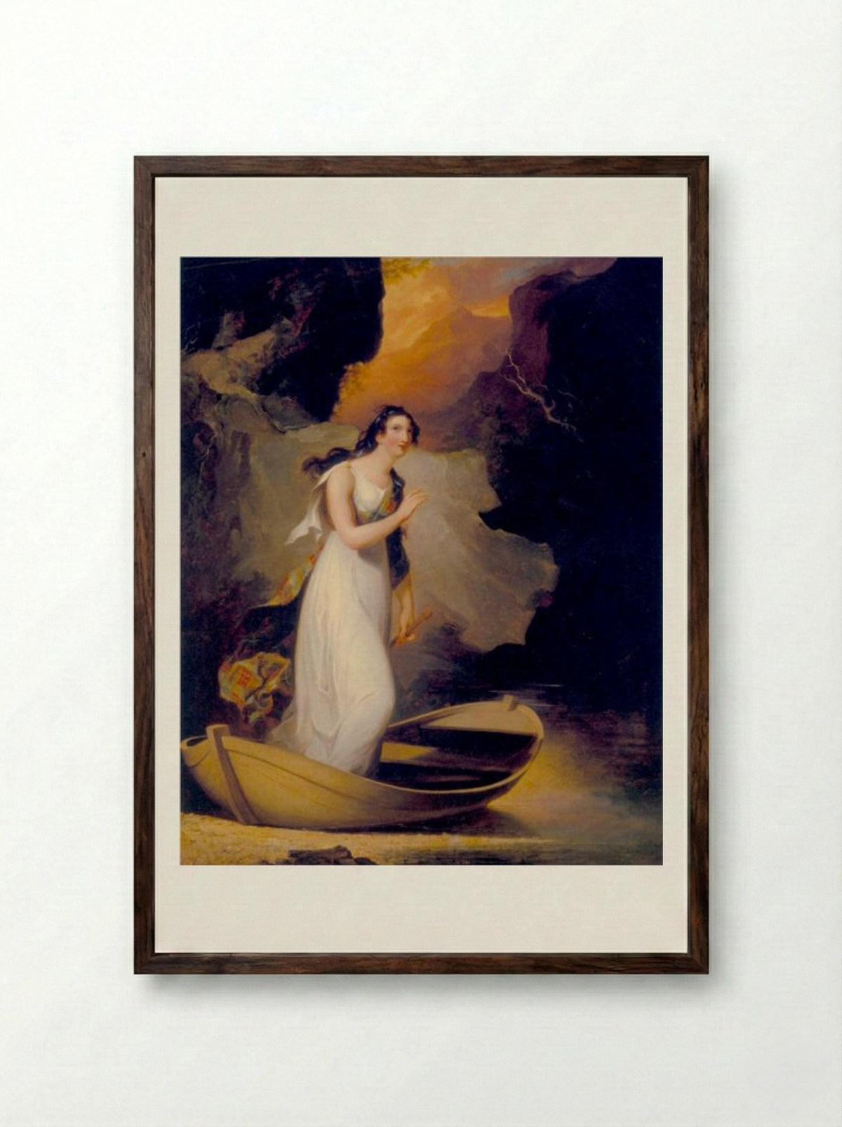 Miss C. Parsons as 'The Lady of the Lake' - Thomas Sully - Framed Print Dark Wood