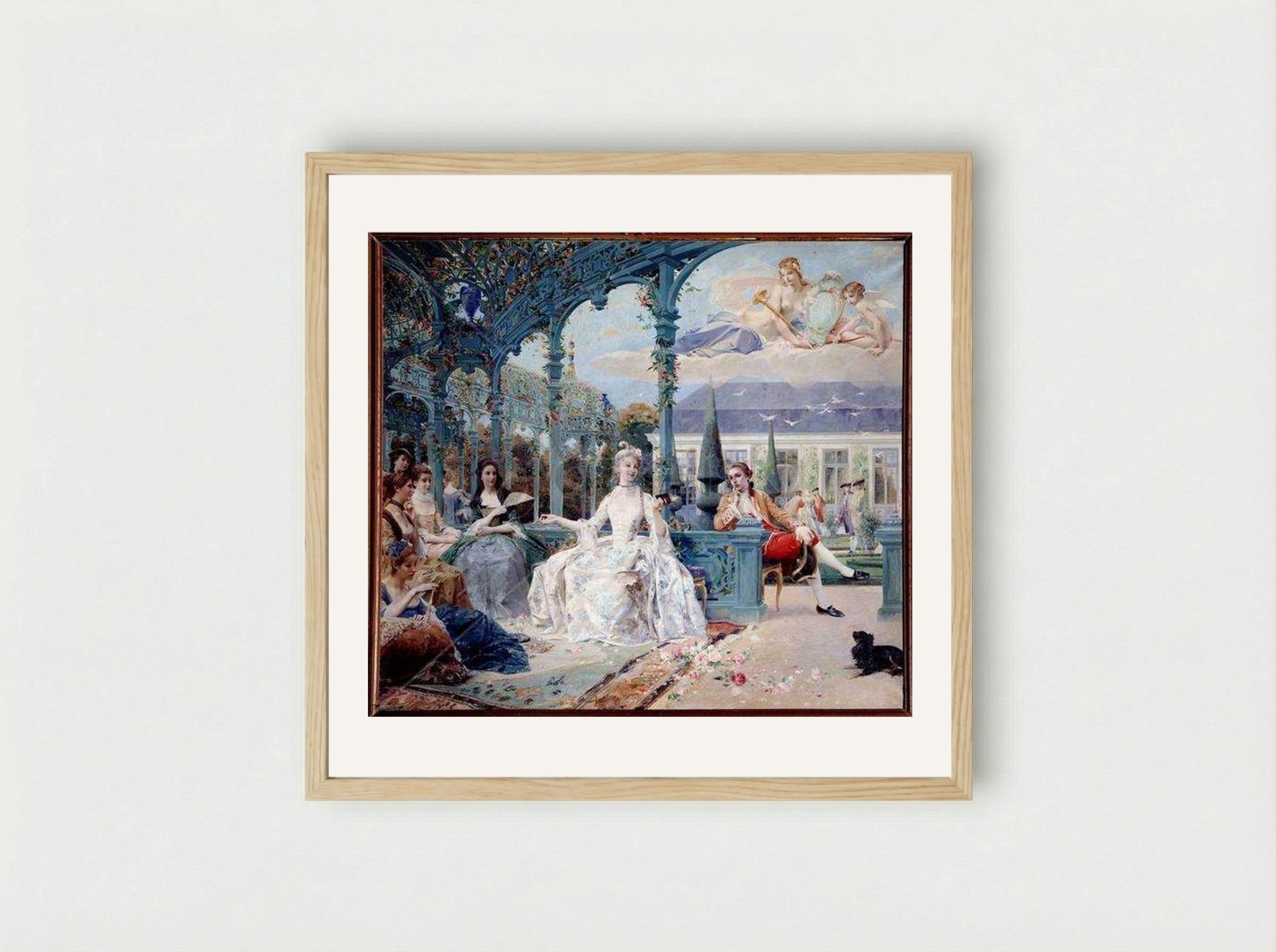 Miss Clermont and Count Melun at the Pavilion of Sylvie - Luc-Olivier Merson - Framed Print Wood