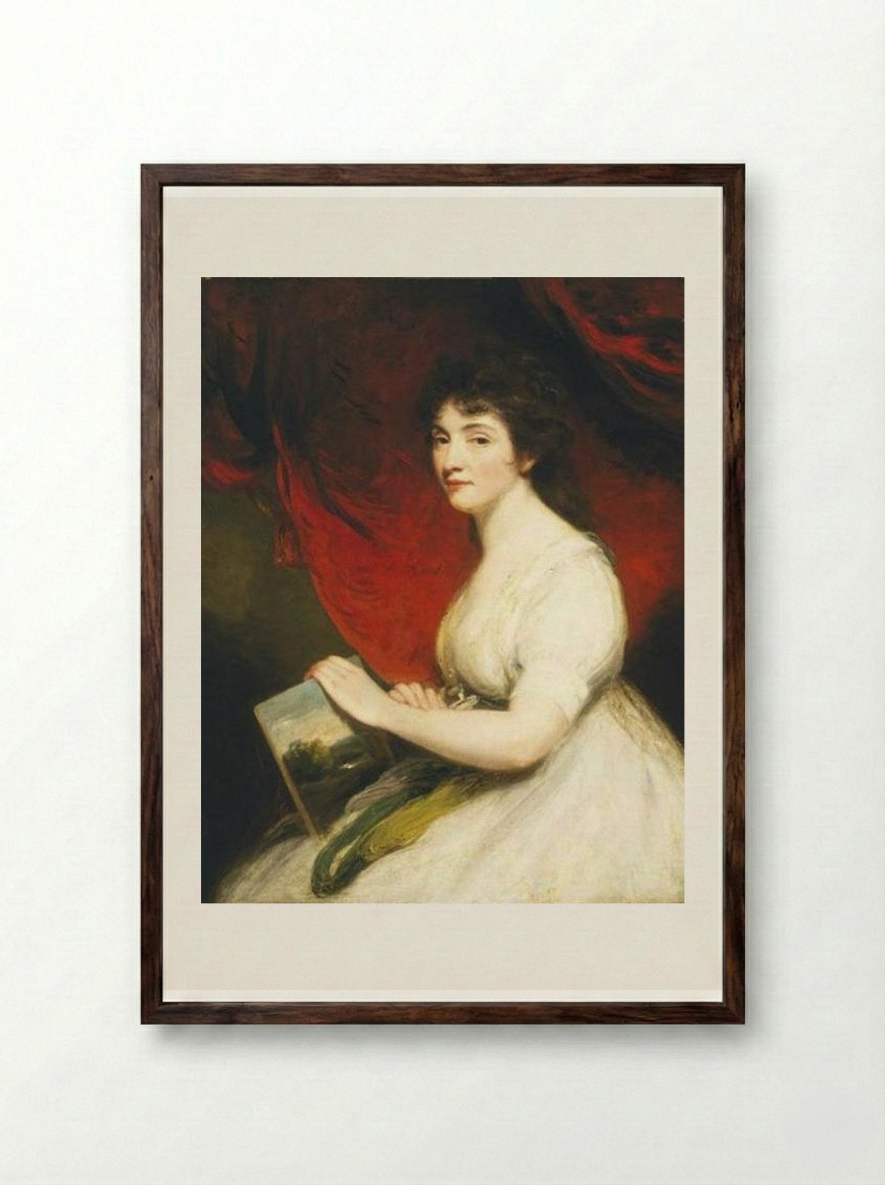 Miss Mary Linwood - John Hoppner - Framed Print Dark Wood