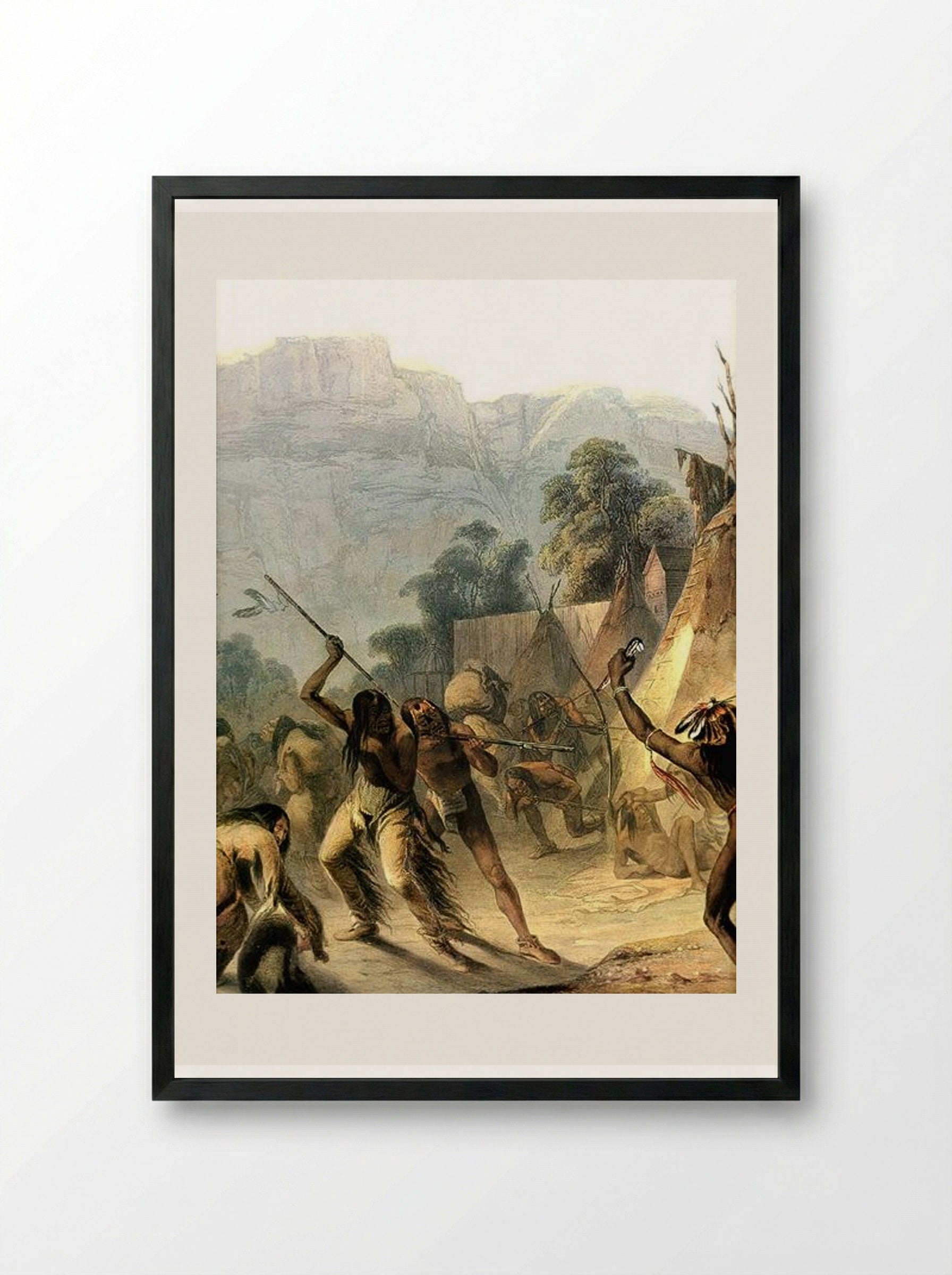 Missouri Indians - Karl Bodmer - Framed Print Black