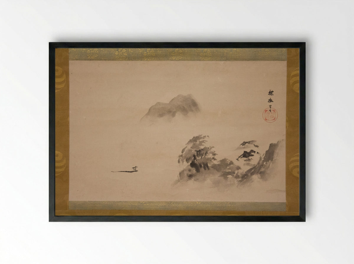 Misty Landscape - Kano School - Framed Print Black
