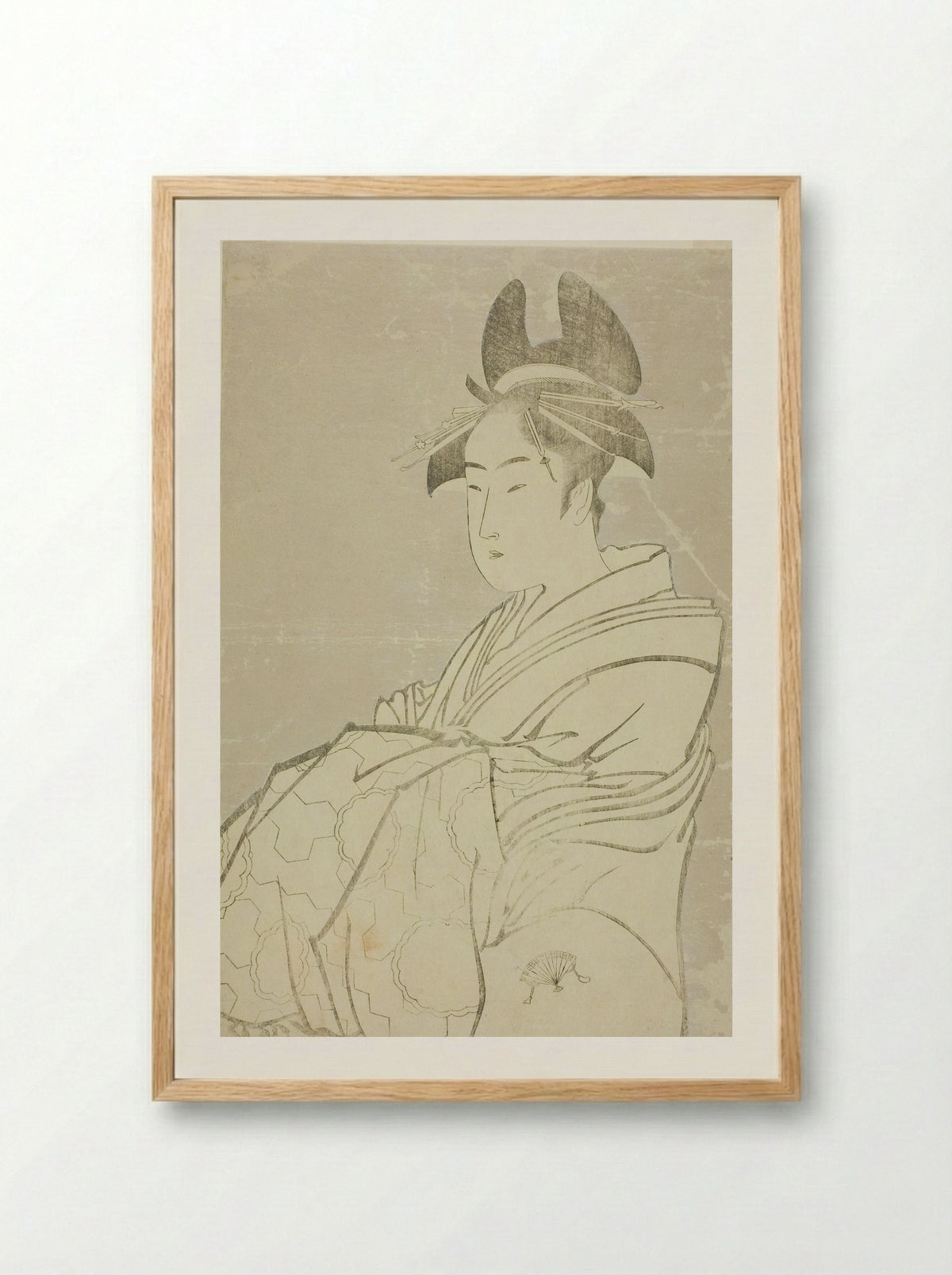 Miyahito of the Ogiya, Whose Assistants Are Tsubaki and Shirabe - Kitagawa Utamaro - Framed Print Wood