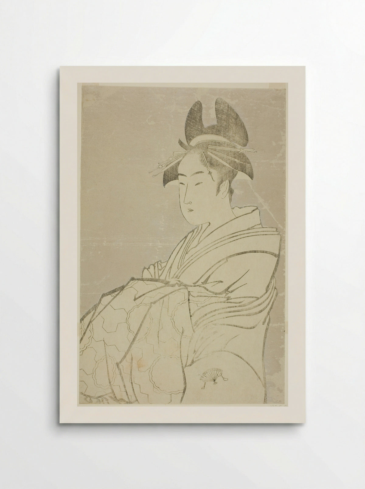 Miyahito of the Ogiya, Whose Assistants Are Tsubaki and Shirabe - Kitagawa Utamaro - Poster