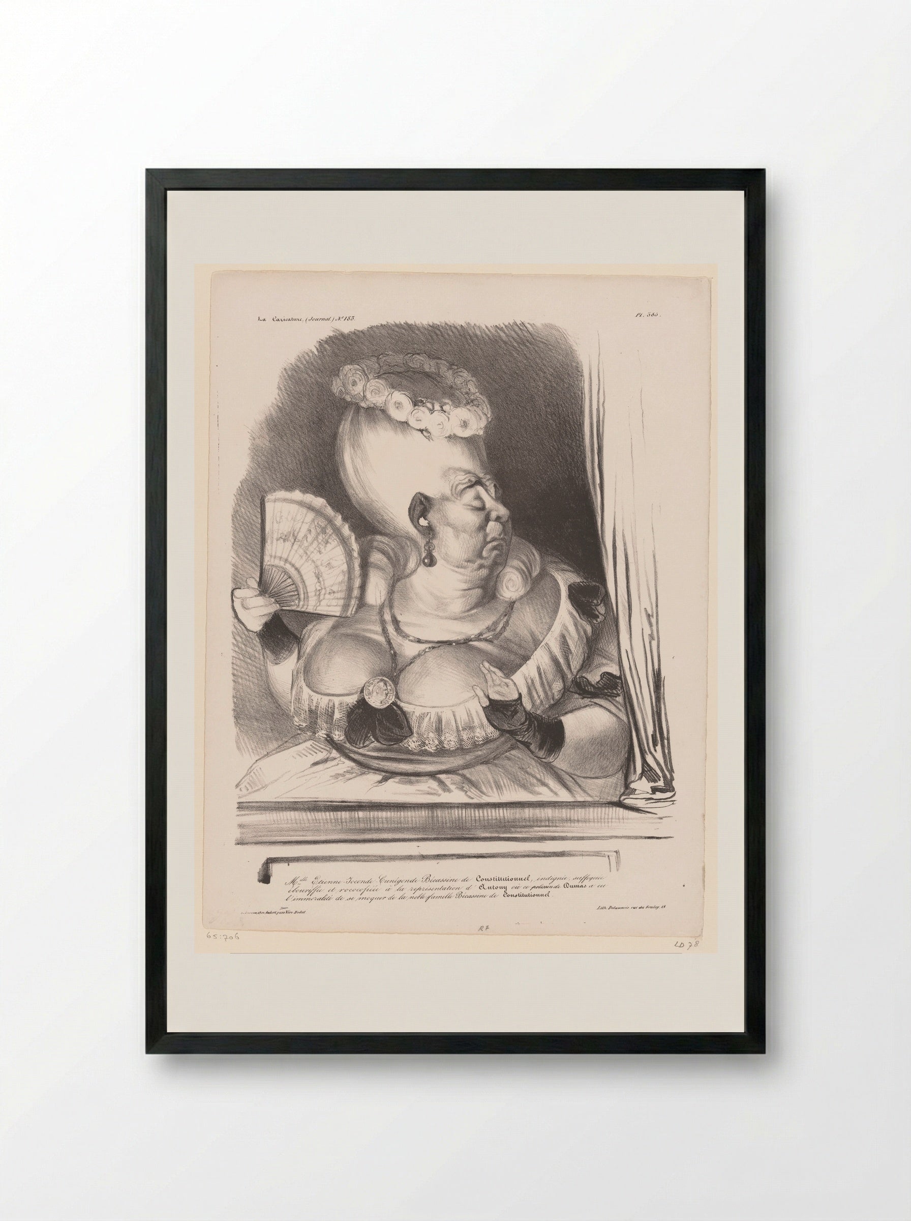 Mlle. Etienne Seconde Cunigonde Biecassine de Constitutionnel - Honoré Daumier - Framed Print Black