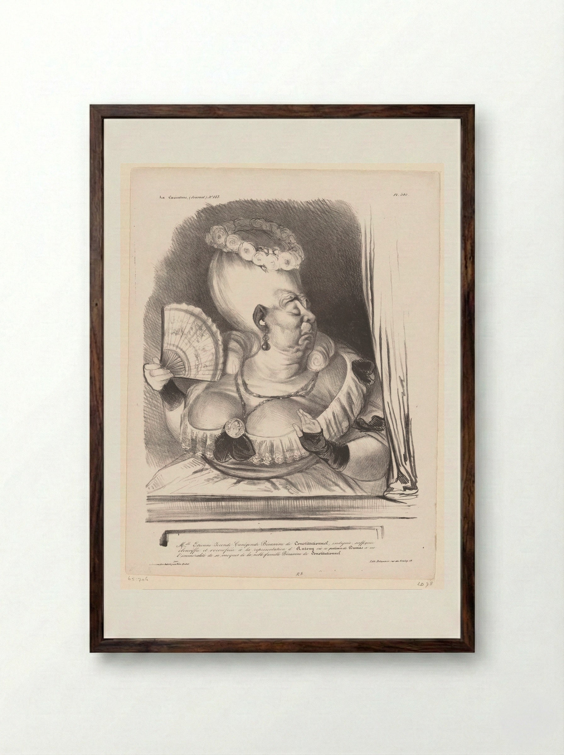 Mlle. Etienne Seconde Cunigonde Biecassine de Constitutionnel - Honoré Daumier - Framed Print Dark Wood