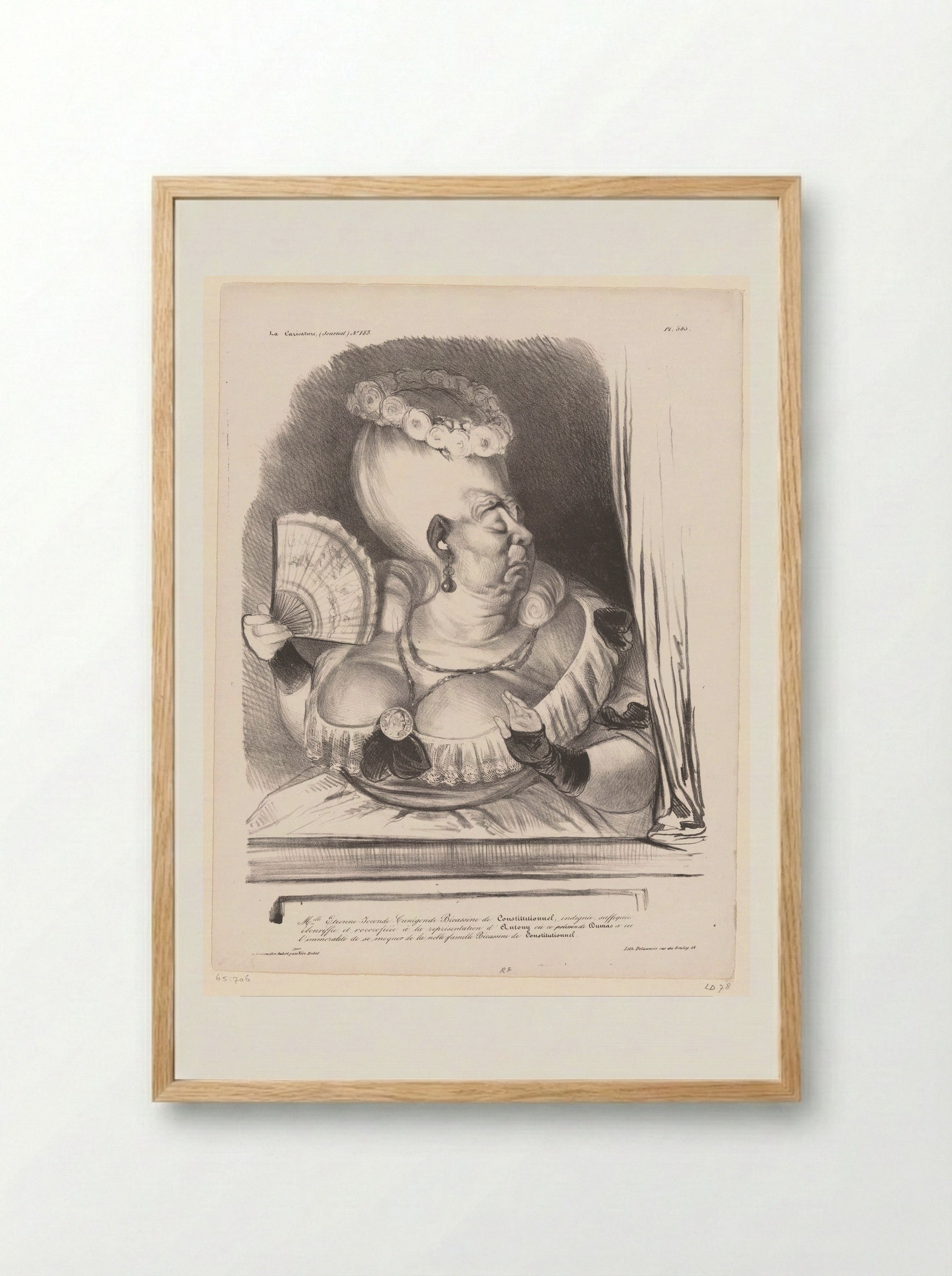 Mlle. Etienne Seconde Cunigonde Biecassine de Constitutionnel - Honoré Daumier - Framed Print Wood