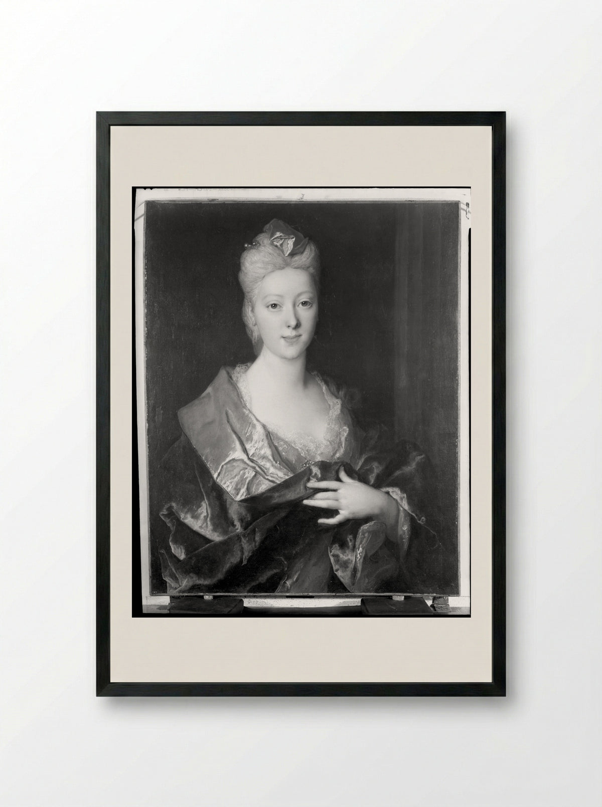 Mme. Norbert Roettiers (Winifred Clark) - Nicolas de Largillière - Framed Print Black