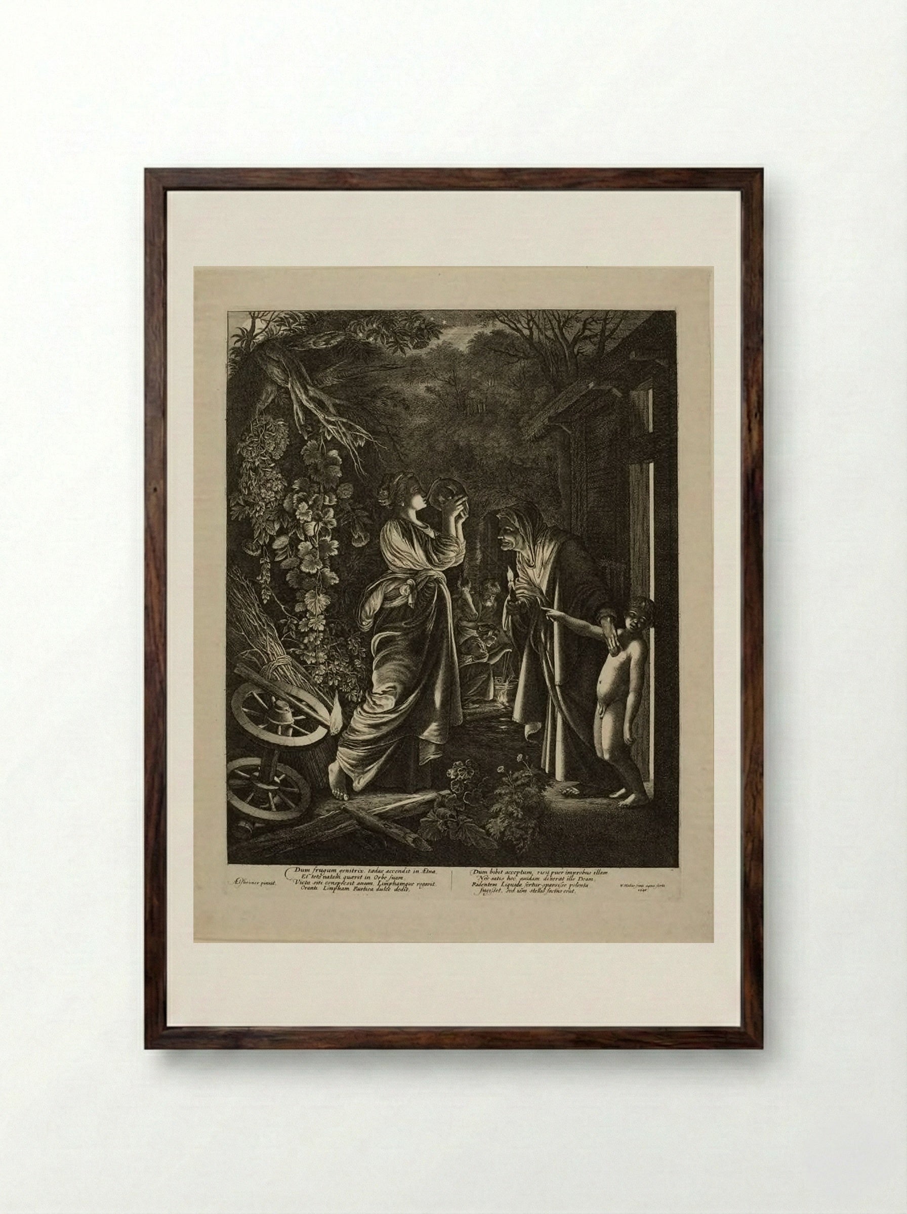 Mocking of Ceres - Wenceslaus Hollar - Framed Print Dark Wood