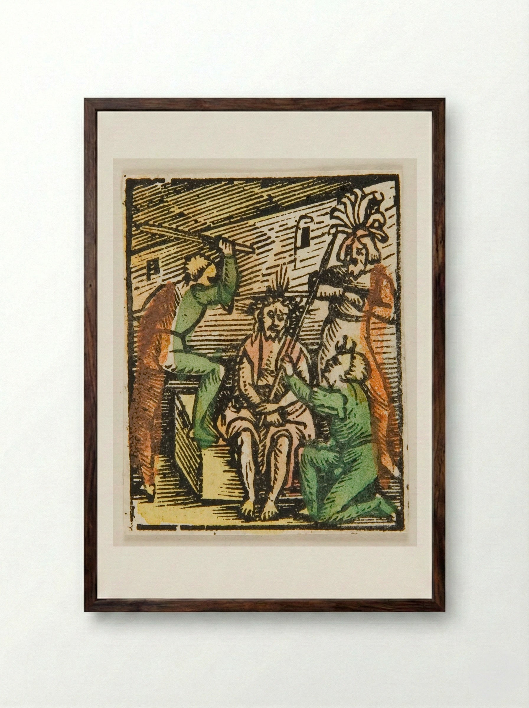 Mocking of Christ - Urs Graf - Framed Print Dark Wood