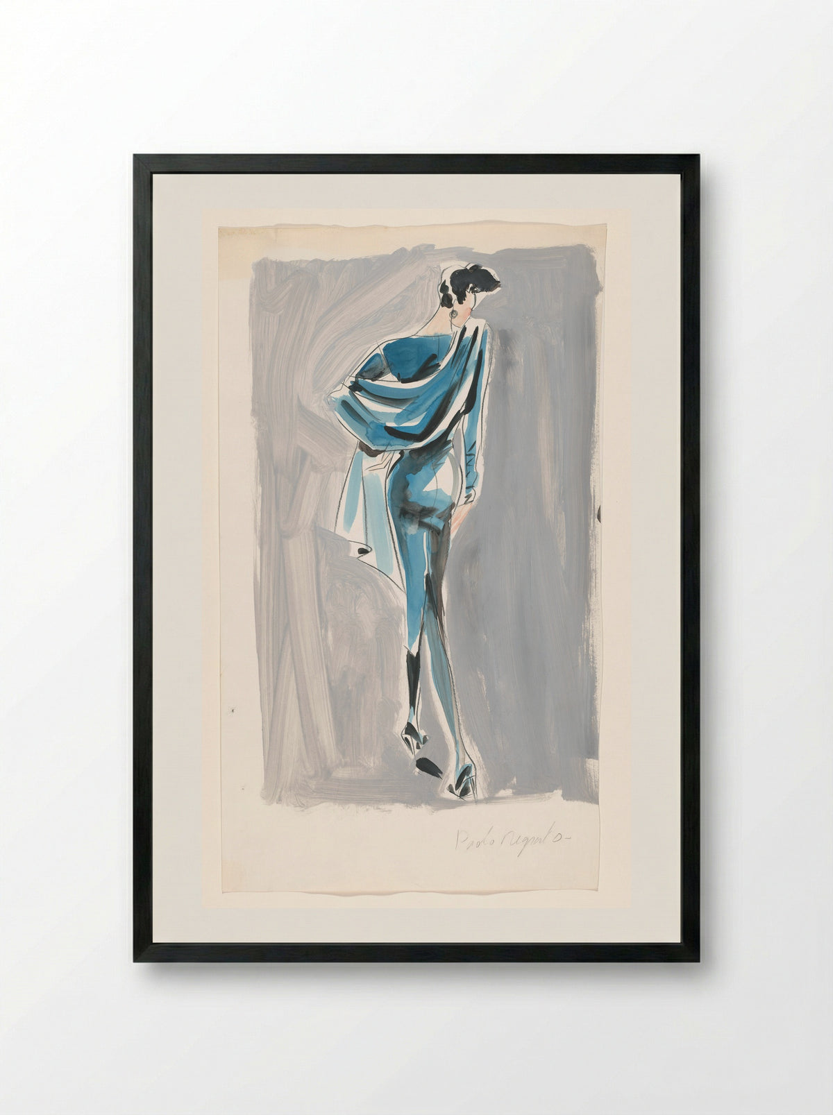 Model in een japon met stola van Paolo Negrato - Arie Vervelde - Framed Print Black
