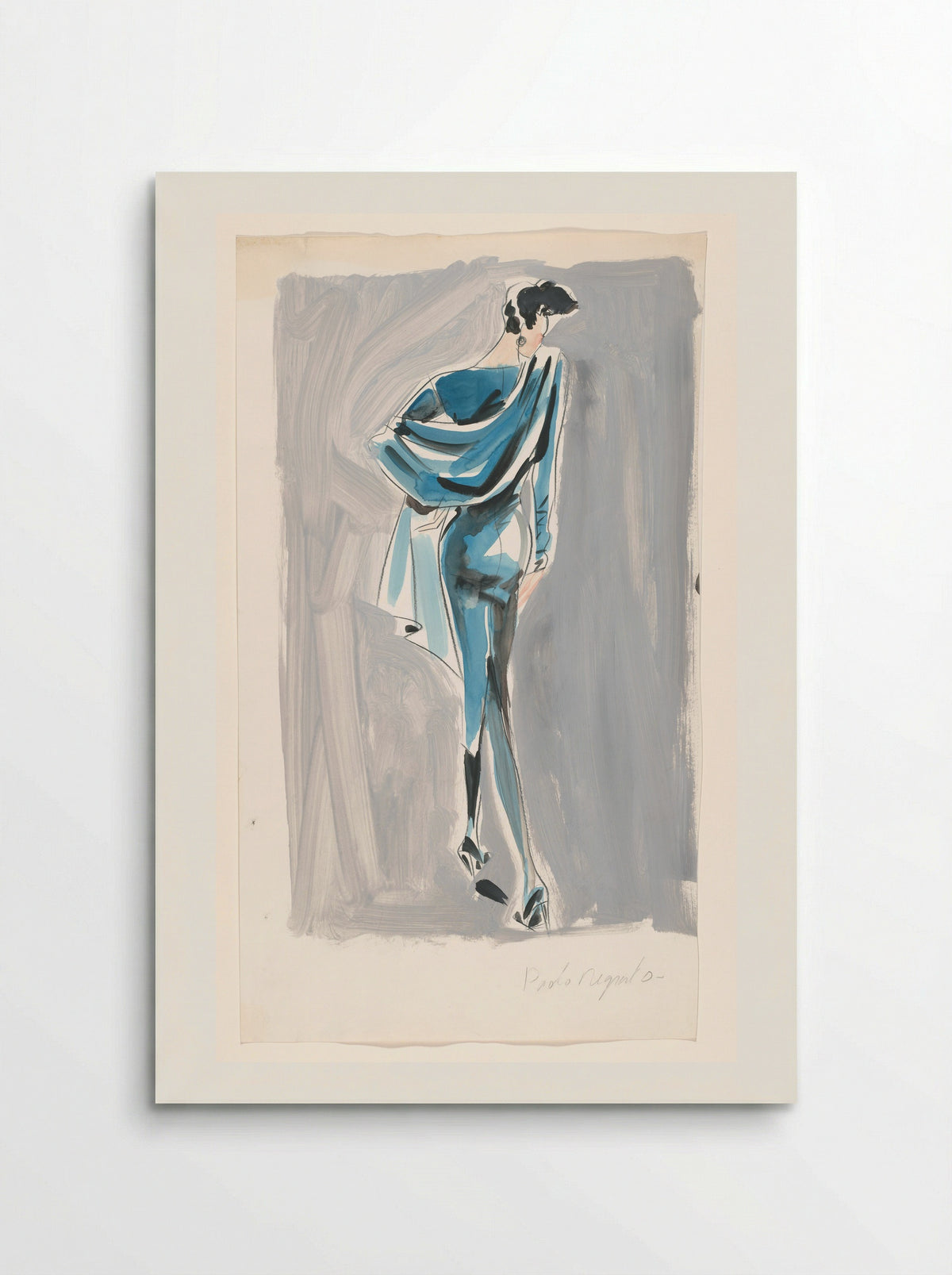 Model in een japon met stola van Paolo Negrato - Arie Vervelde - Poster