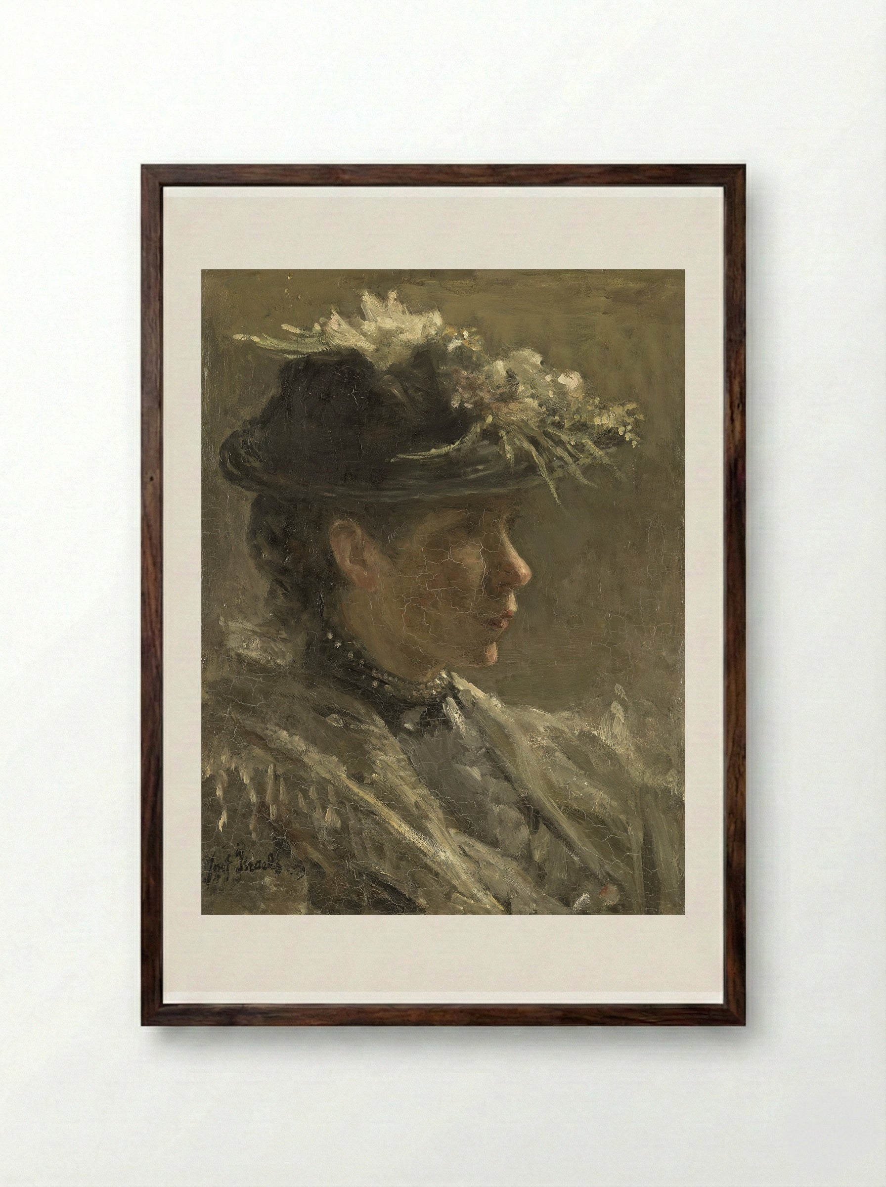 Modelstudie van Sijtje van Bemmel - Jozef Israëls - Framed Print Dark Wood